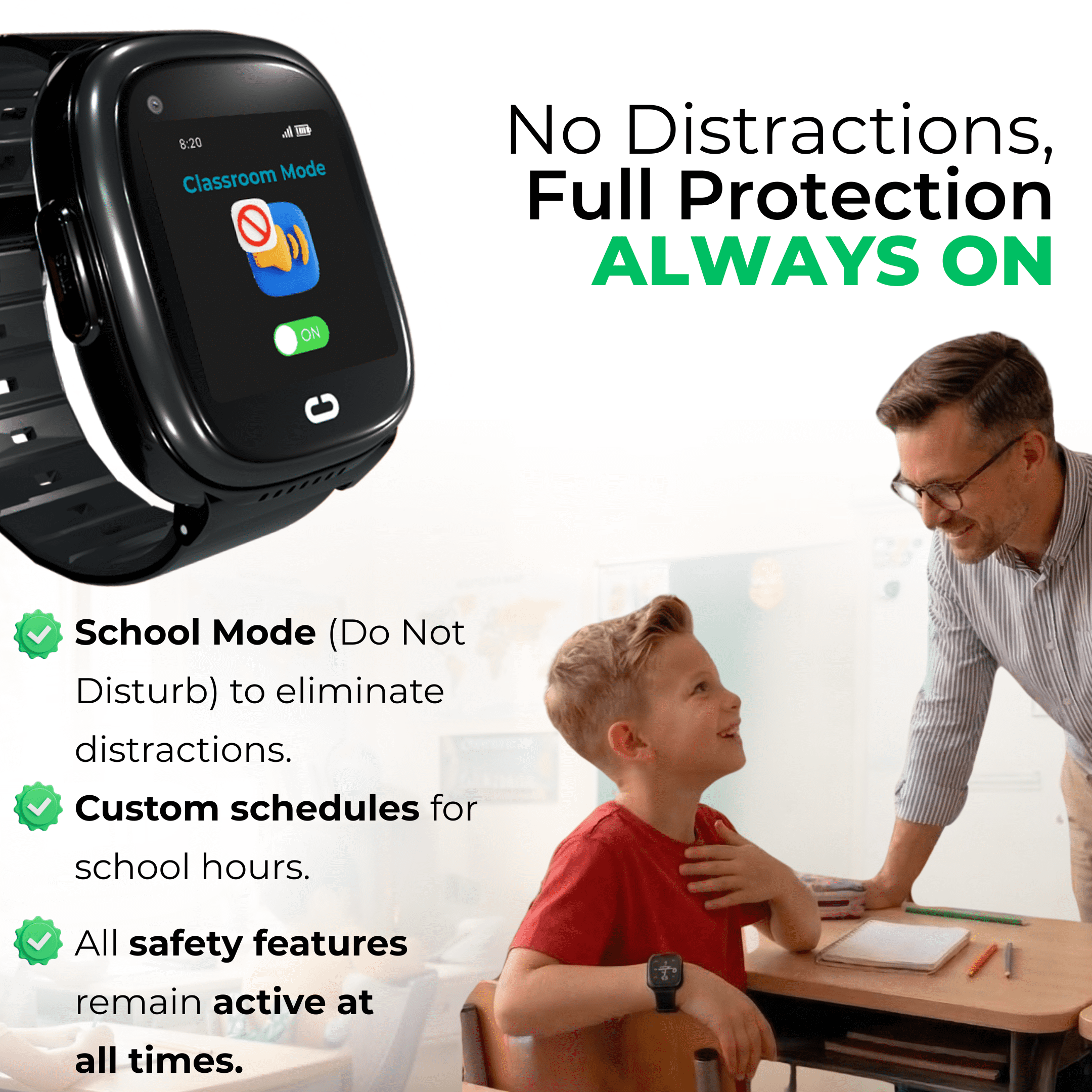 EmojiKidz Kids Smartwatch with GPS Locator, SOS Button, Parental Controls, 2-Way Calls (Black, 1 Pack) w6pop