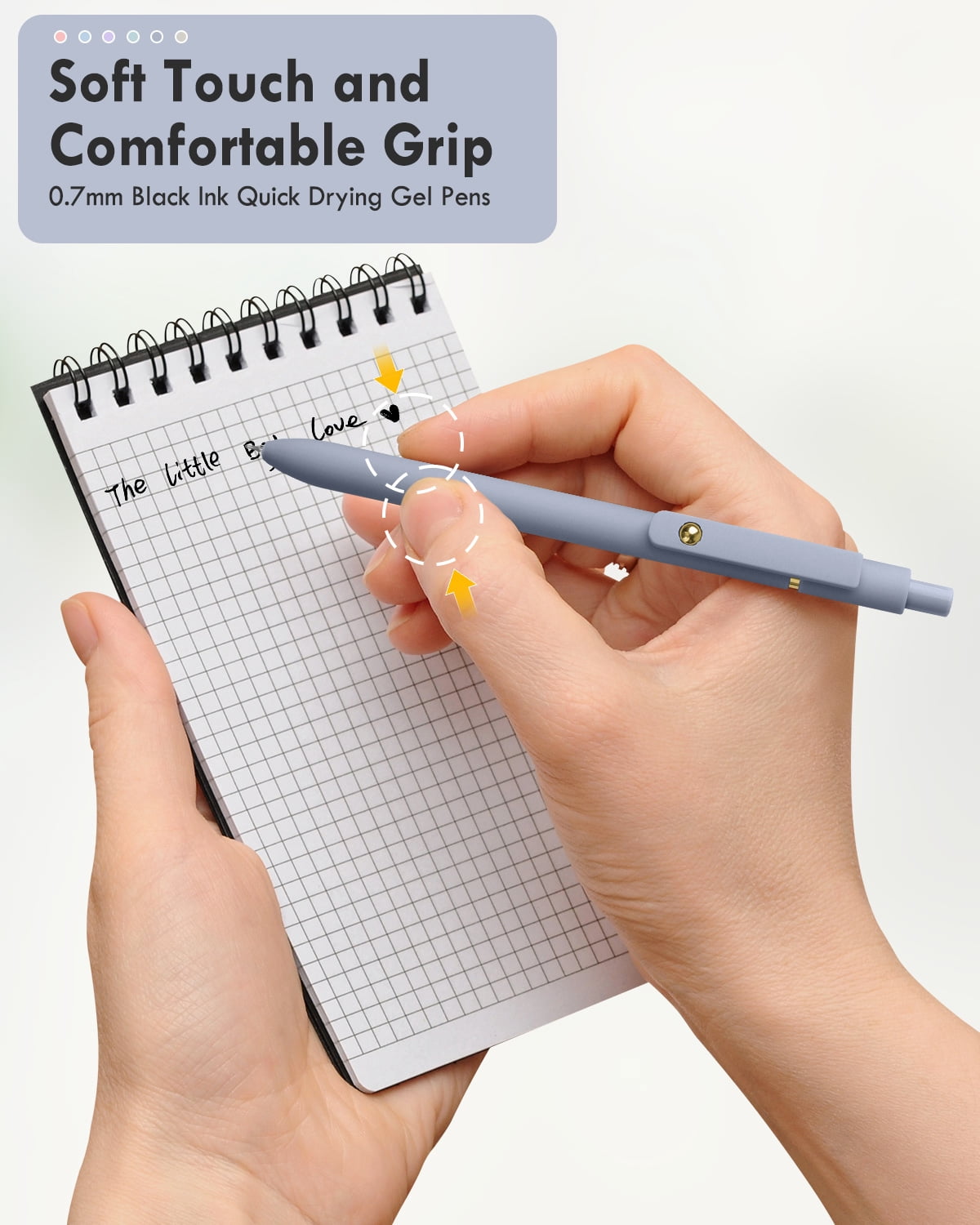 FIOVER Retractable Gel Ink Pens, Quick-Dry No-Smudge Writing Pens (Black, 6 Pack) caer8