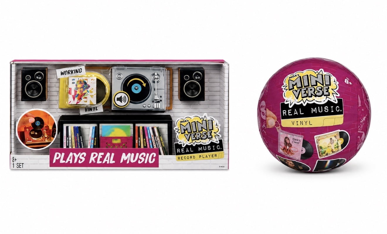 MGA Entertainment Miniverse Make It Mini Lifestyle Vinyl Turntable Set with Miniature Records (1 Set) p4hse