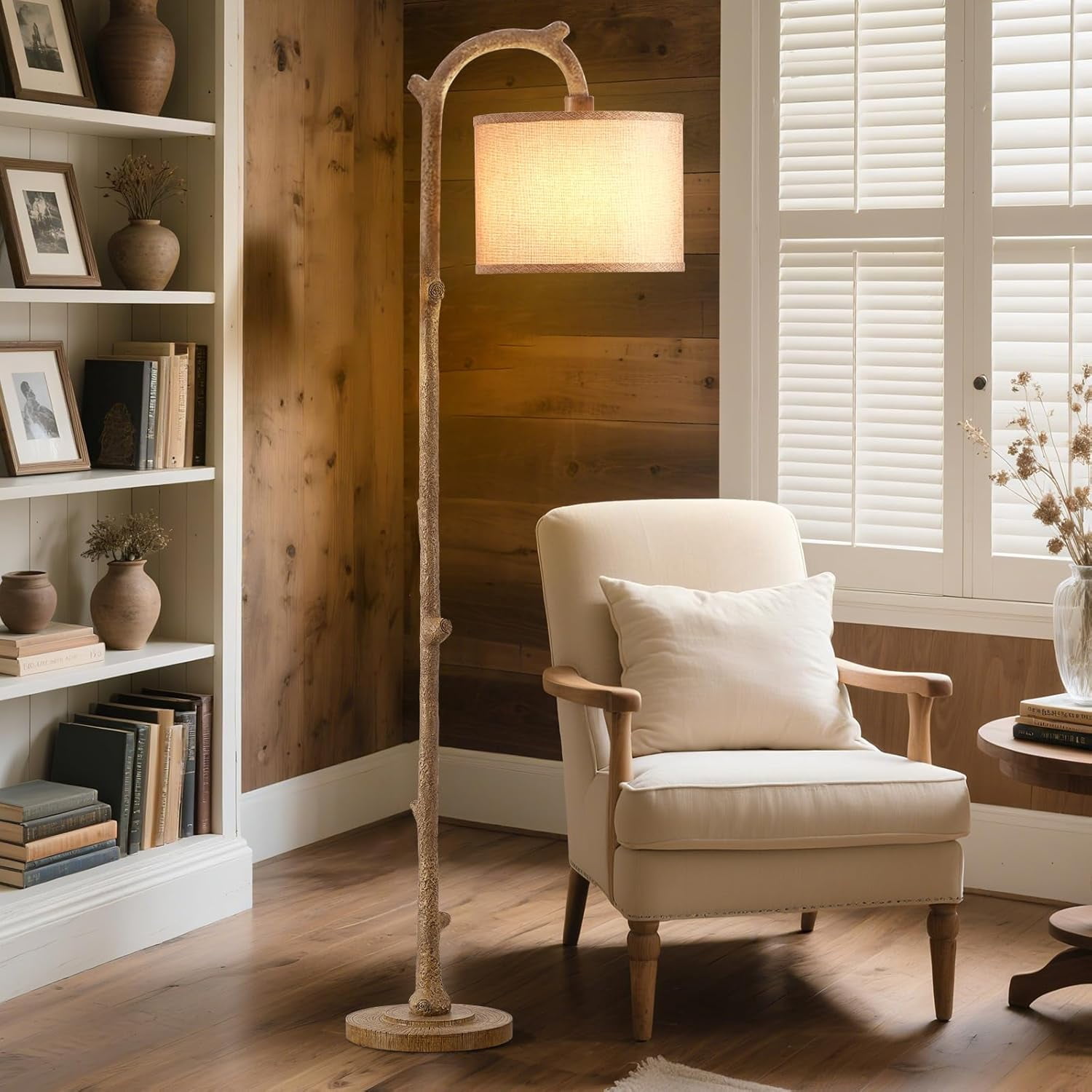 NATYSWAN Rustic Farmhouse Floor Lamp, Vintage Tall Standing Light for Living Room and Bedroom (Brown, 69 in) i3sim