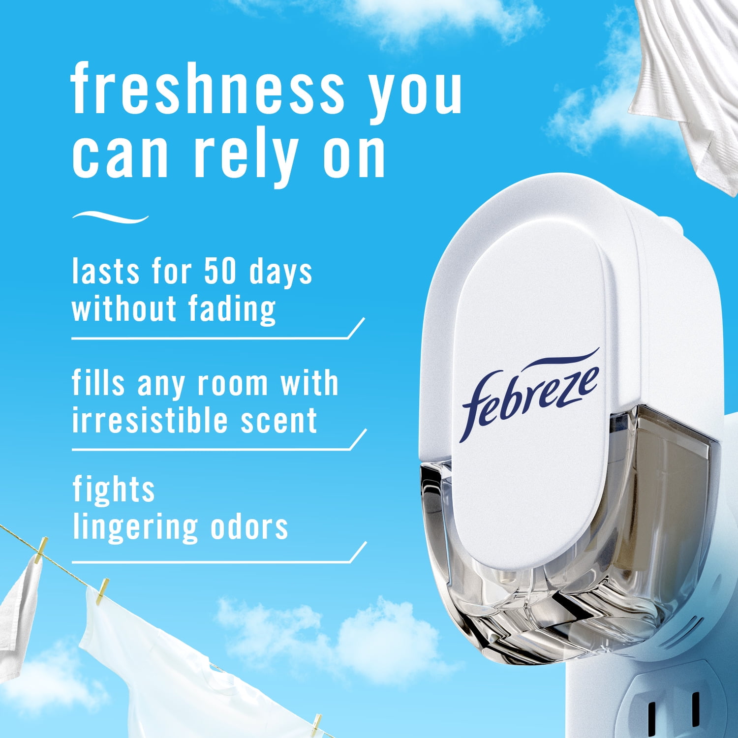 Febreze Fade Defy Plug In Air Freshener Refill, Odor-Fighting Scented Oil, Linen & Sky (0.87 fl oz, 2 Pack) eqcrd