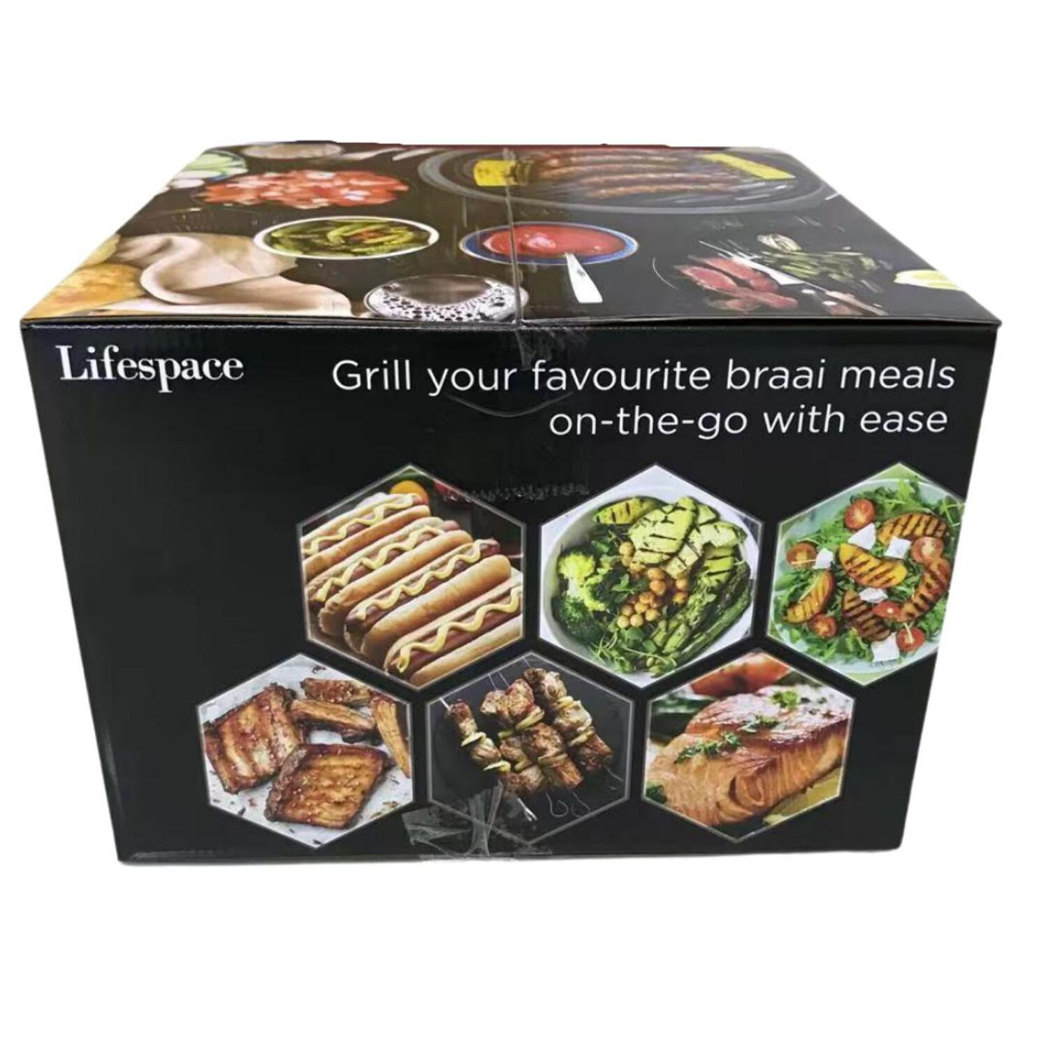 Lifespace Portable Charcoal Grill with Dome Lid and Carry Bag (Black, 13.78 in wide) 5rr91