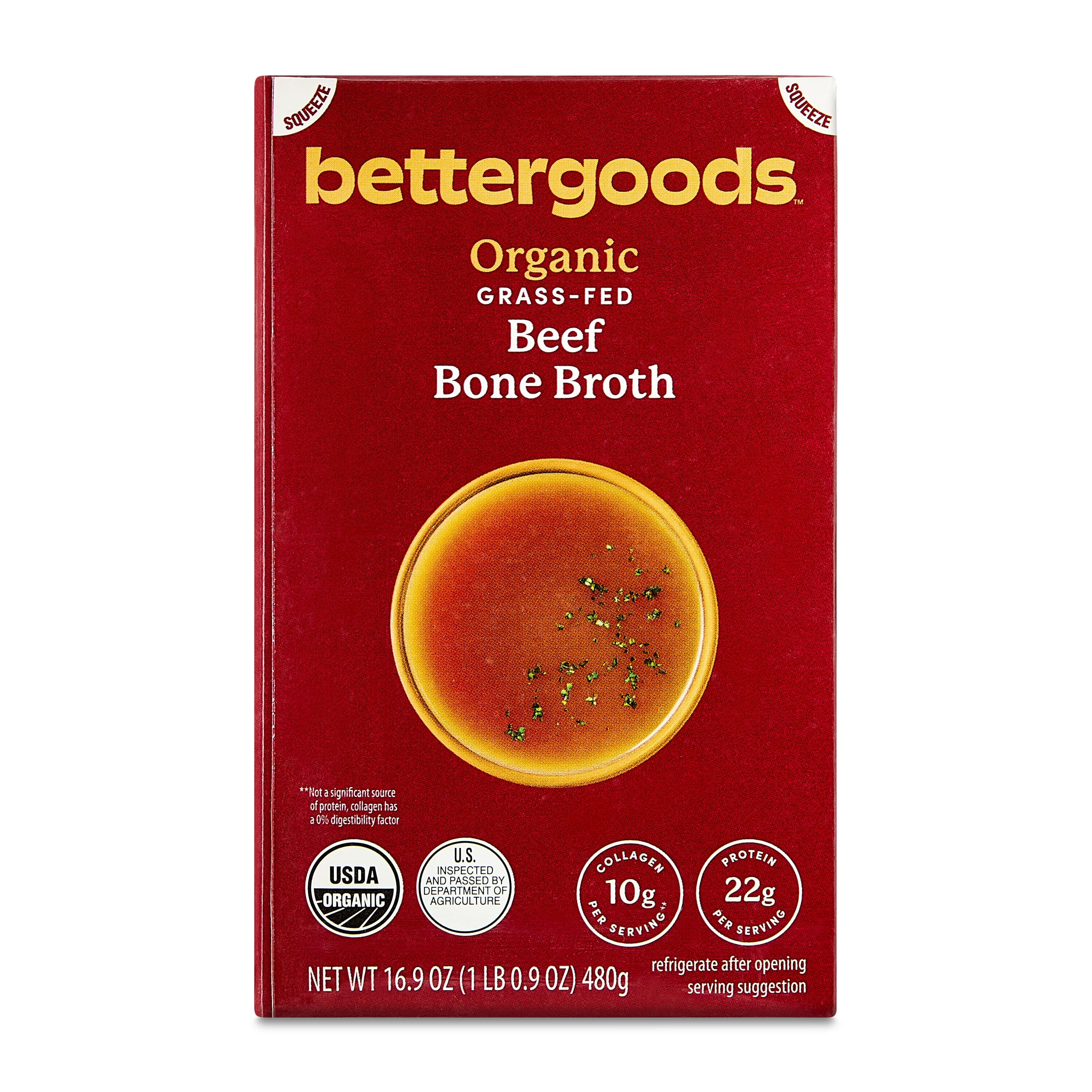 bettergoods Organic Grass-Fed Beef Bone Broth, Nutrient-Rich Savory Soup Base (16.9 oz) ml4dc