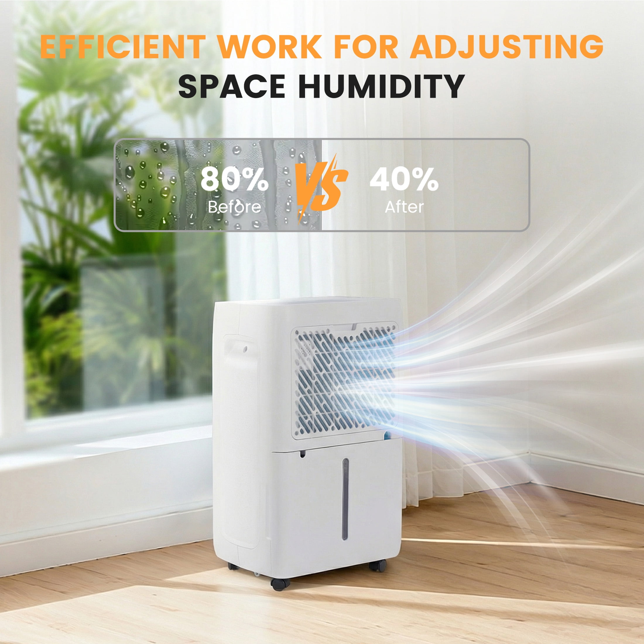 SHOUFTW 30 Pint Dehumidifier for Basement and Large Rooms, Smart Humidity Control with Auto Drain (White, 70 oz) 6q91g