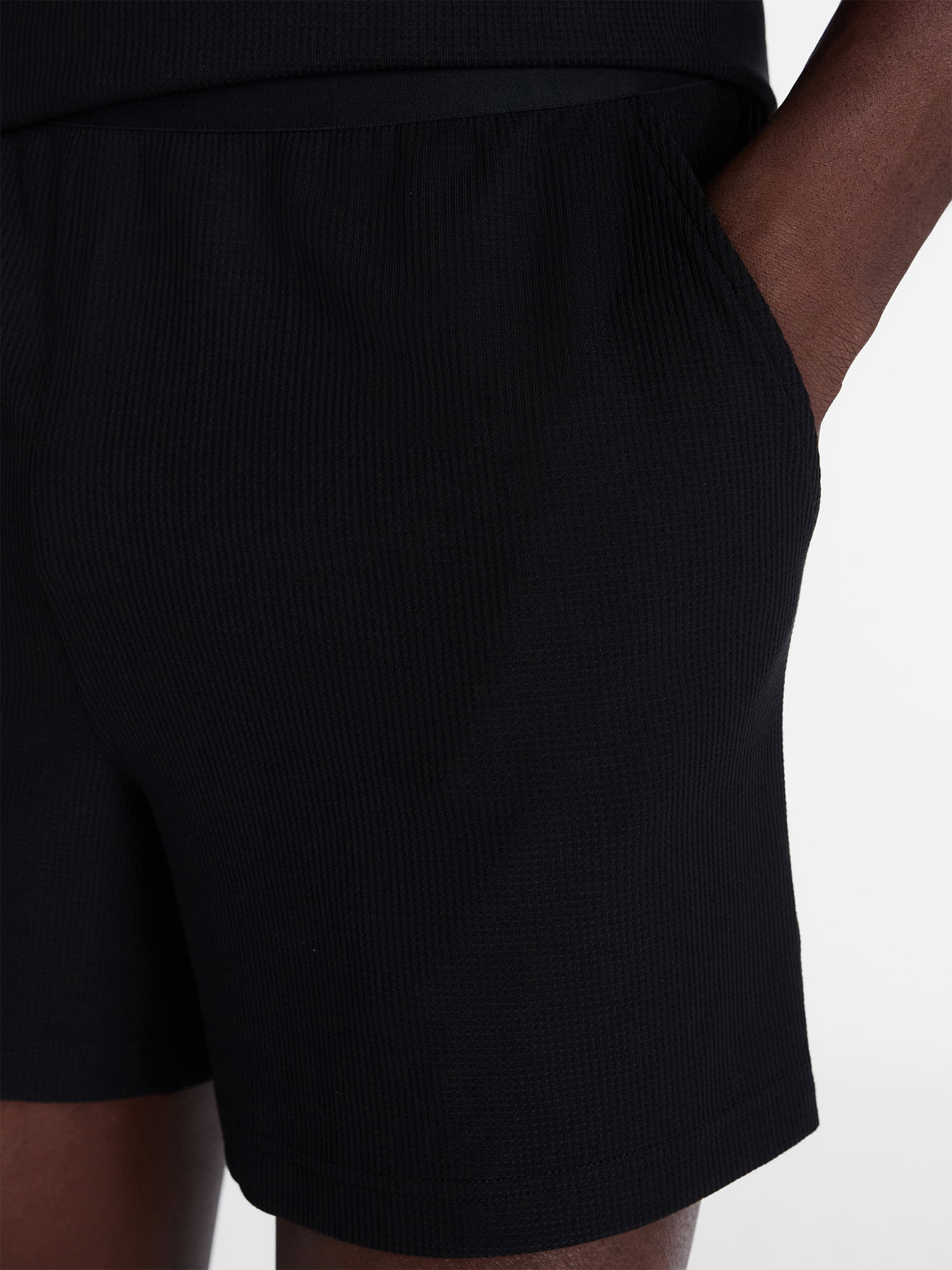 George Men's Waffle Knit Sleep Shorts, Comfortable Lounge Wear (Black, XS-3XL) 8k3ds