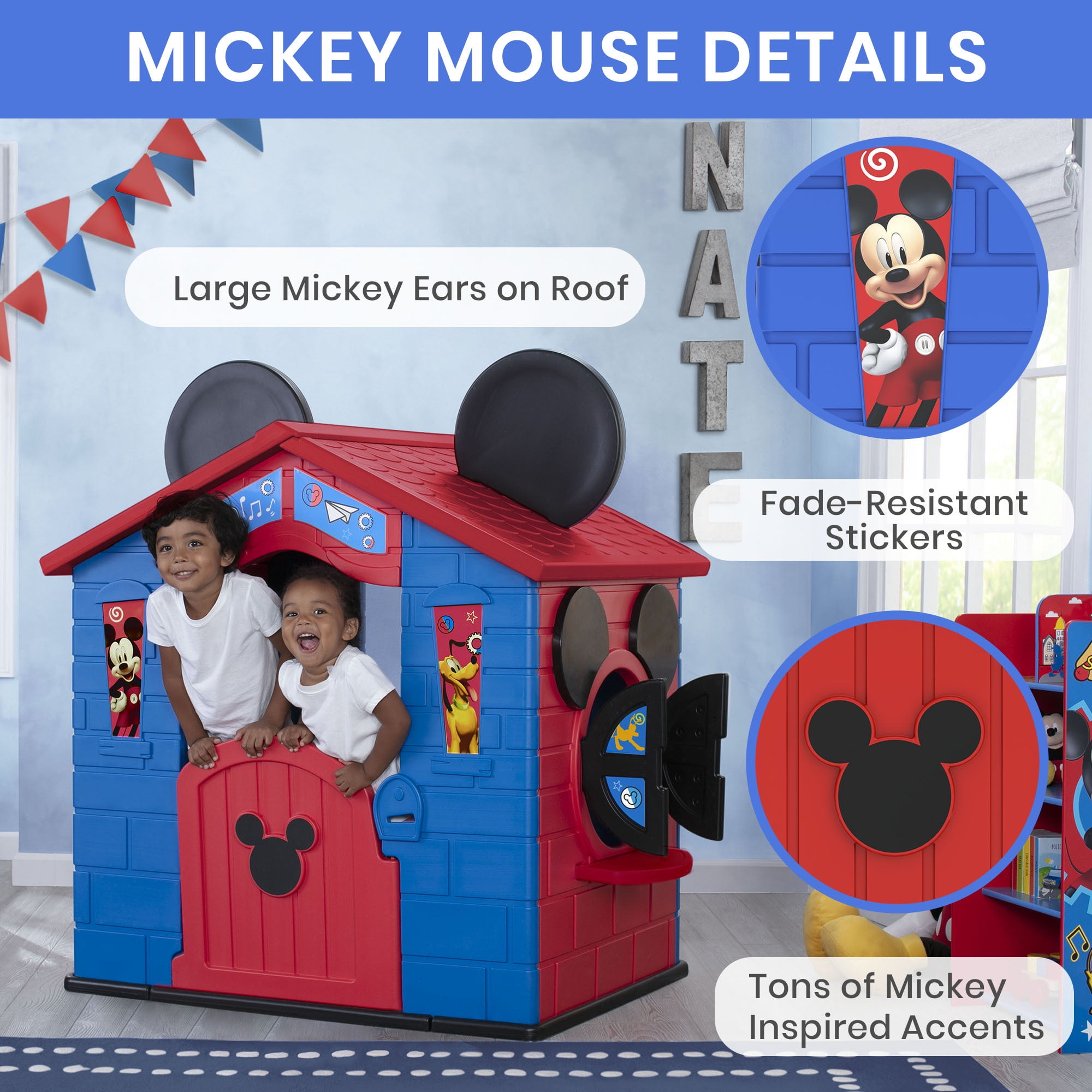 Delta Children Disney Mickey Mouse Plastic Playhouse for Indoor and Outdoor Play (52.9 in x 35 in x 54 in) dif7d