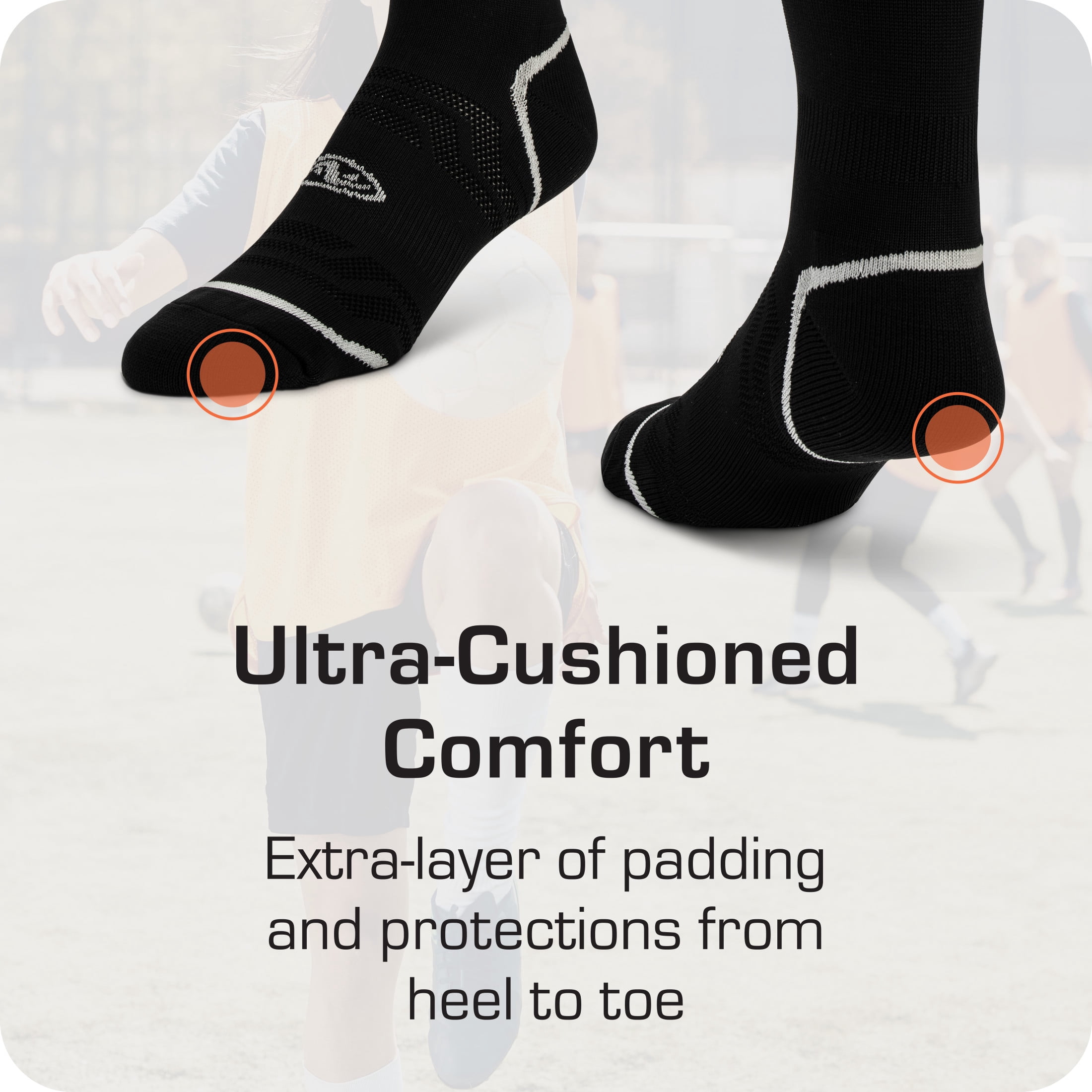 Athletic Works Soccer Socks, Cushioned Performance Athletic Gear (Black, Small Youth 10-4.5, 2 Pack) v3trp