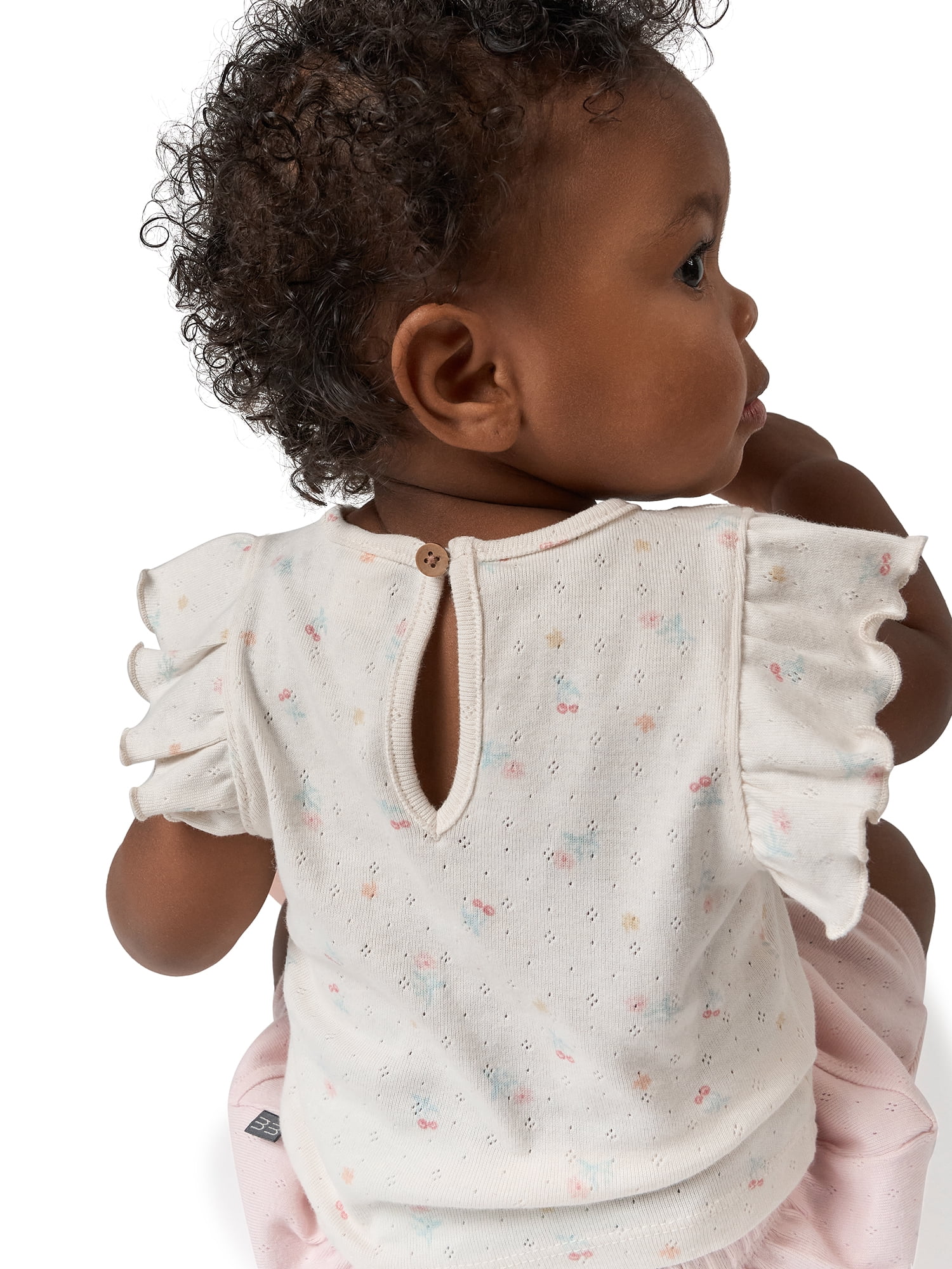 Modern Moments by Gerber Baby Girl Organic Cotton Flutter Sleeve Top (Pink, 0-3 Months) ddv7j