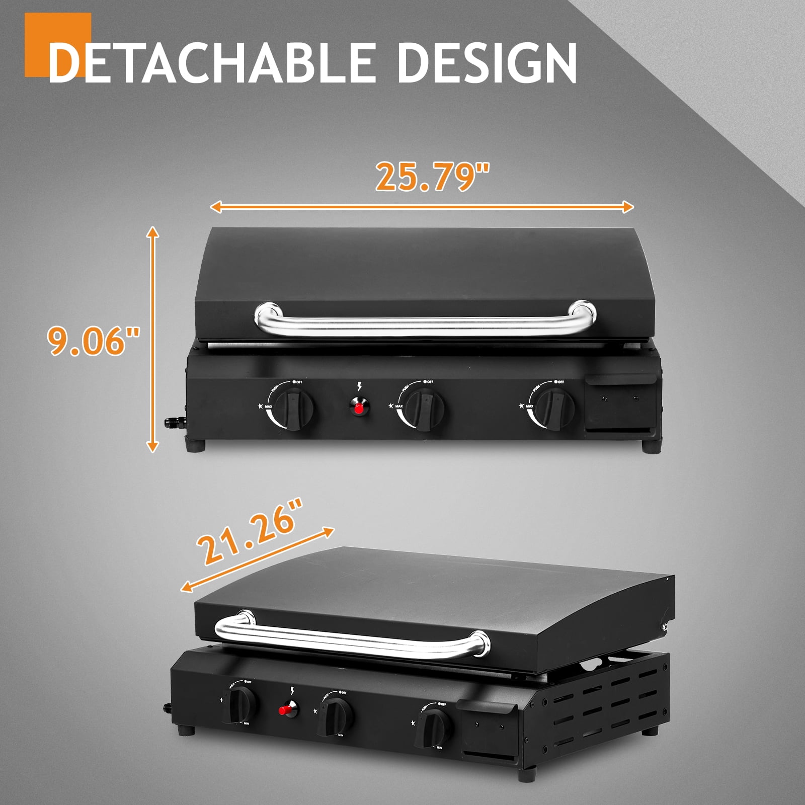 Seizeen 3-Burner Propane Gas Griddle, Portable Outdoor Flat Top Cooking Station with Ceramic Coated Cast Iron Plate (Black, 23 in) o6kvi