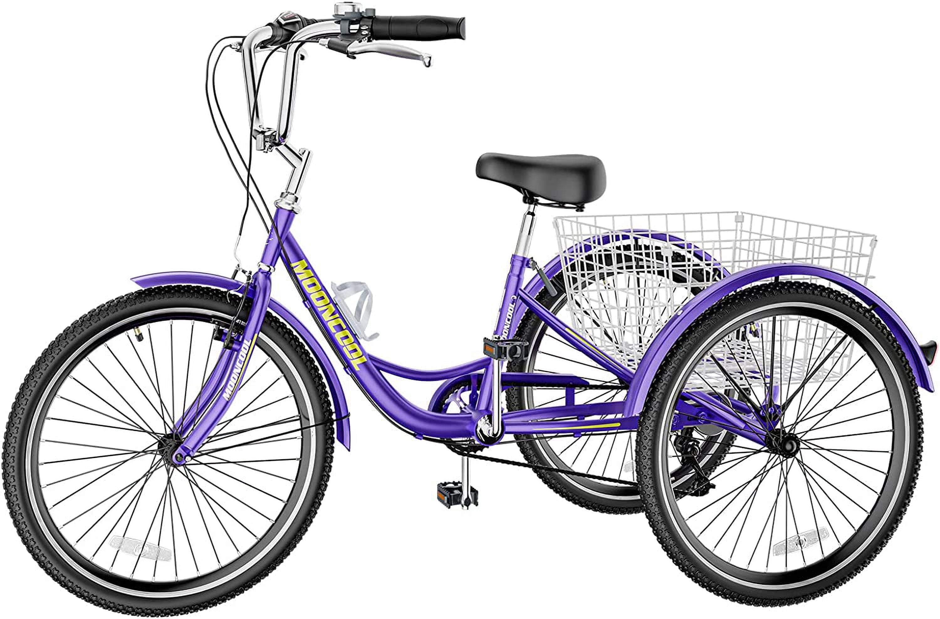 ABORON 7-Speed Adult Tricycle, 3-Wheel Cruiser Bike with Large Cargo Basket (24 in) zljwa