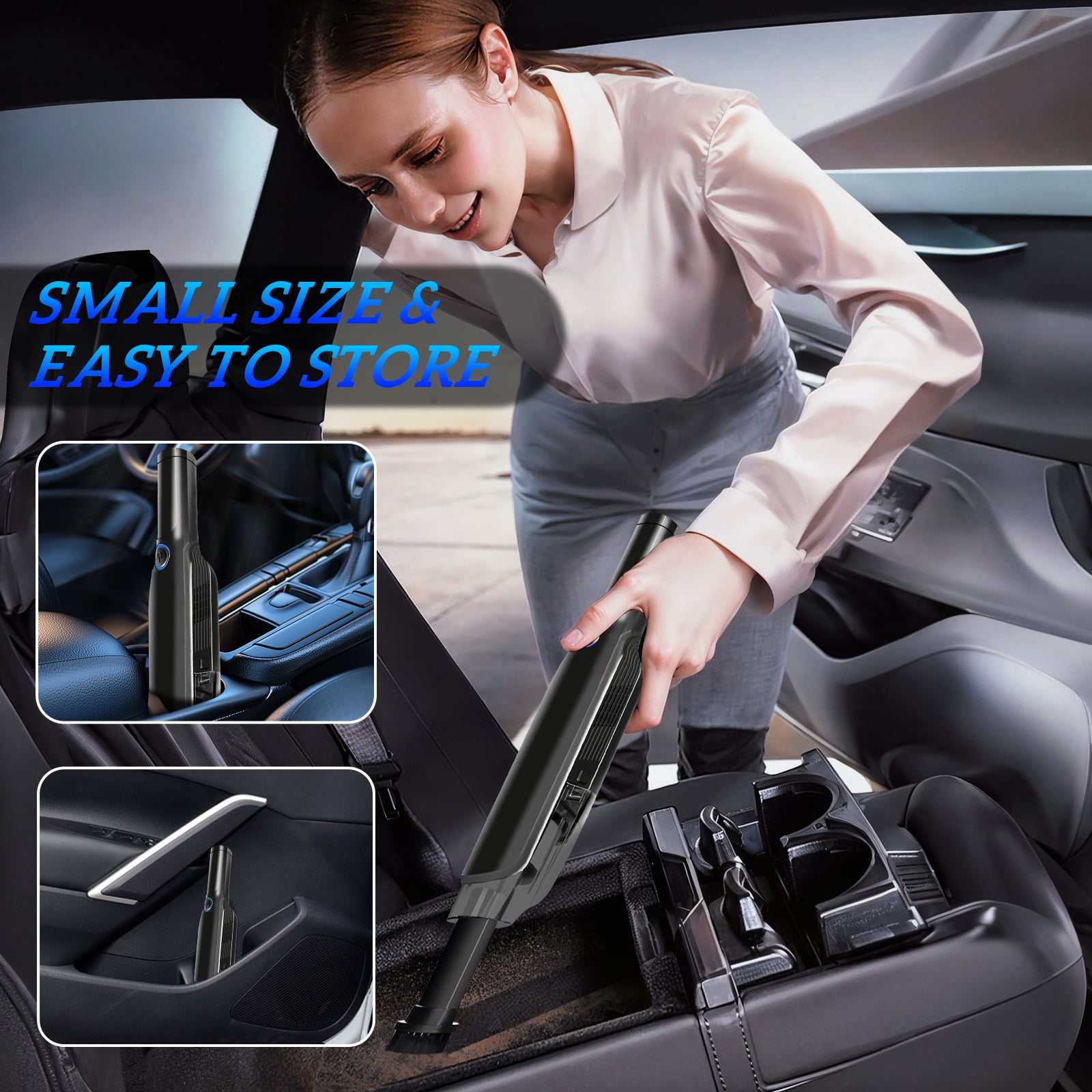 Pentantan Handheld Car Vacuum Cleaner, 12000PA High-Power Cordless Portable Vacuum with 2 Speed Modes (Black, 1.32 lb) m4h7d