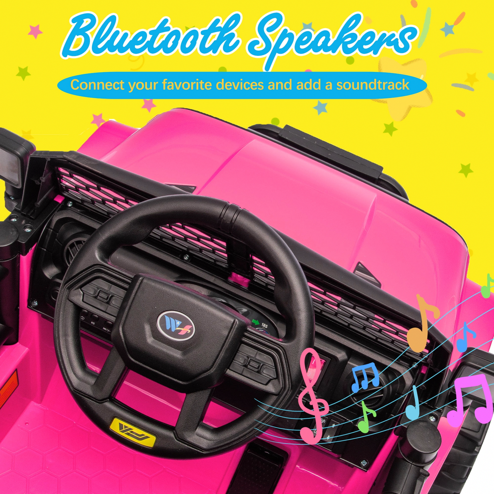 Xuanlur 12V Electric Ride-On Truck for Kids with Remote Control, LED Lights, and Bluetooth (Pink, 34.65 in x 22.44 in x 20.47 in) wqfxx