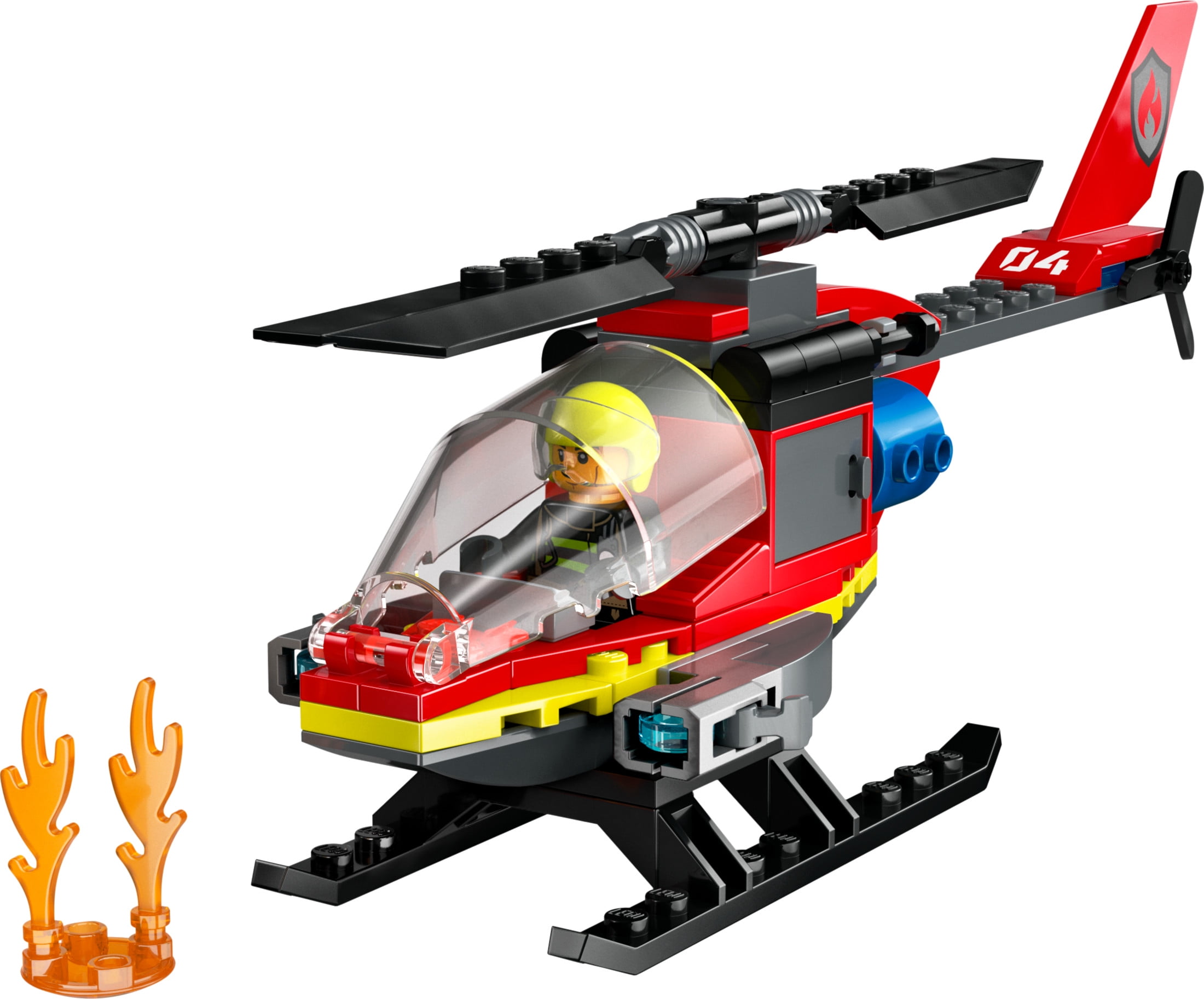 LEGO City Fire Rescue Helicopter Building Set with Firefighter Pilot Minifigure (85 Pieces) r0081