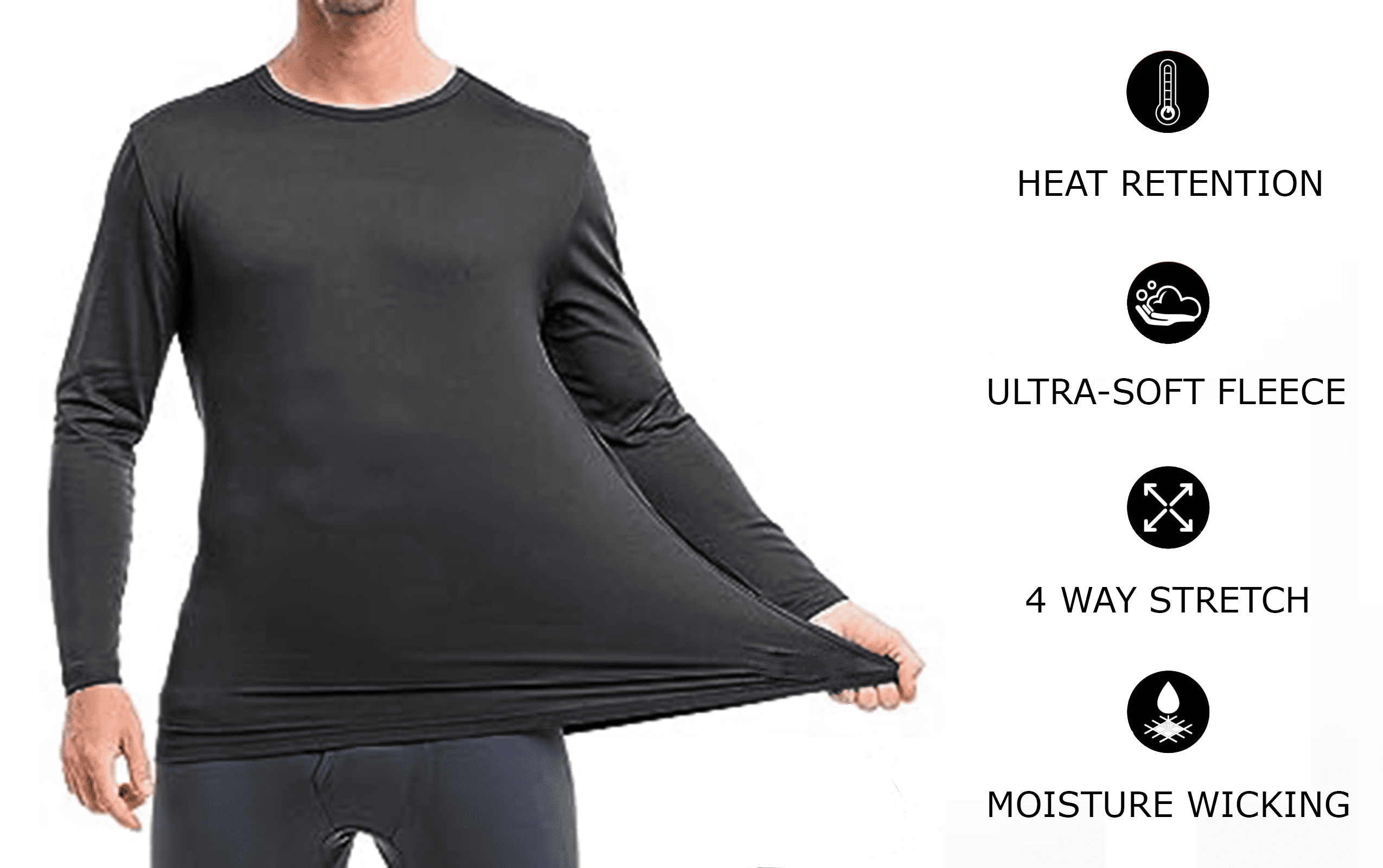 Therma Pro Men's Thermal Compression Long Sleeve Base Layer Shirt (Black, Large) 1bkq7