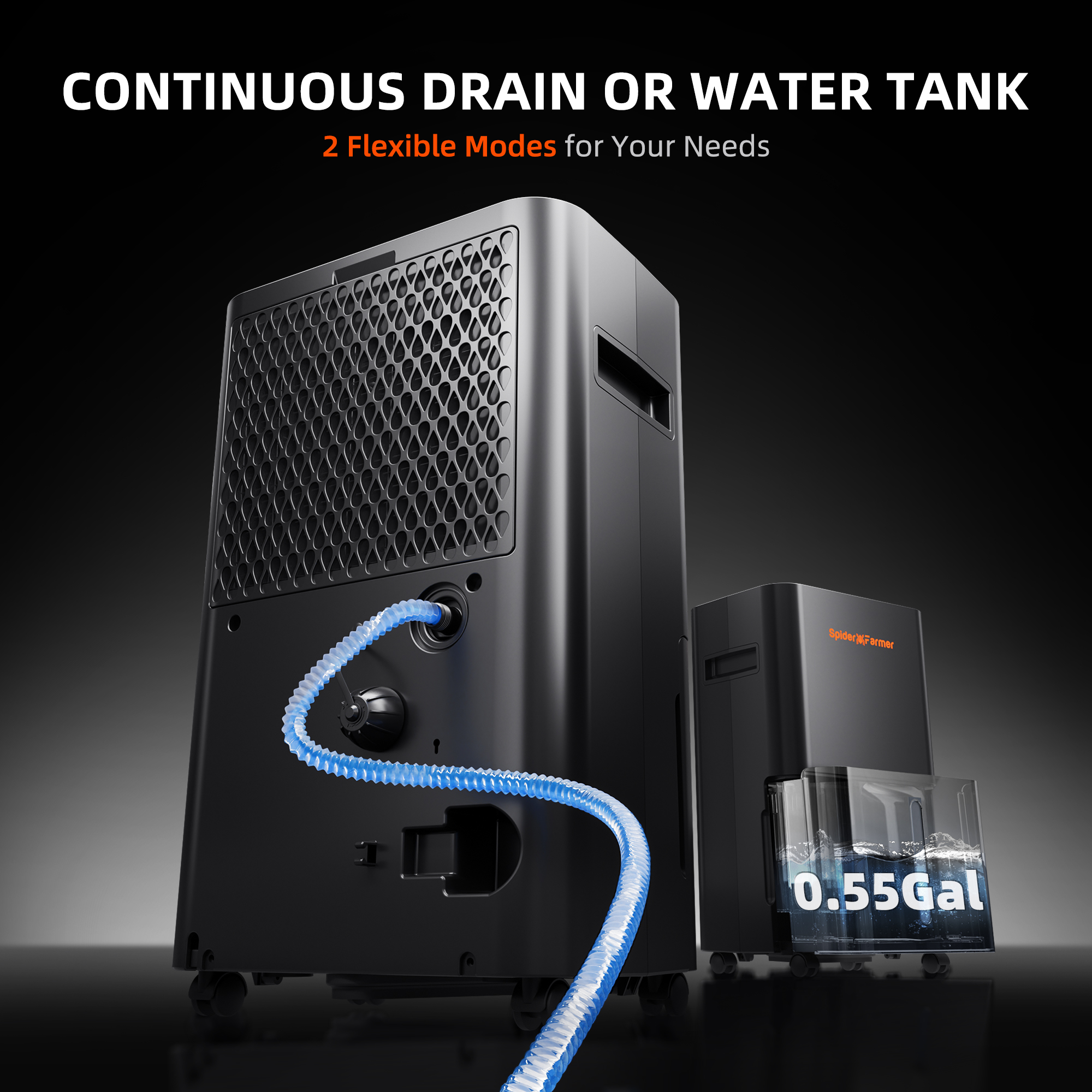 Spider Farmer 32 Pint Dehumidifier with Continuous Drain Hose for Grow Tents and Indoor Gardens (Black, 32 Pint) b0huz