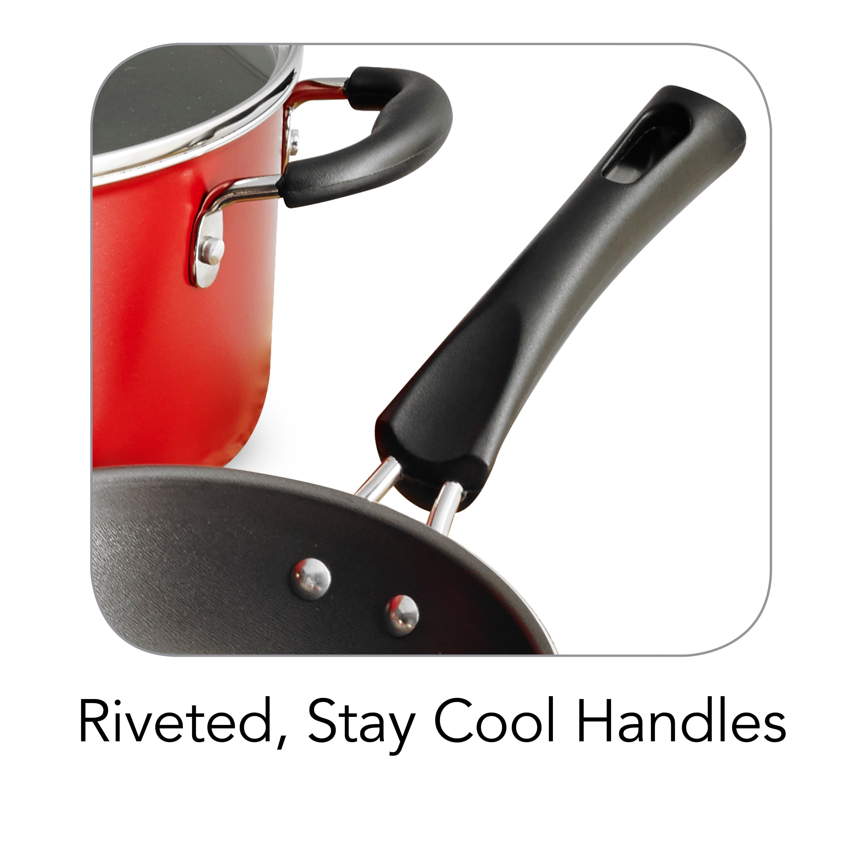 Tramontina Non-Stick Cookware Set, Professional Kitchen Essentials (Red, 9 Piece) kr1er
