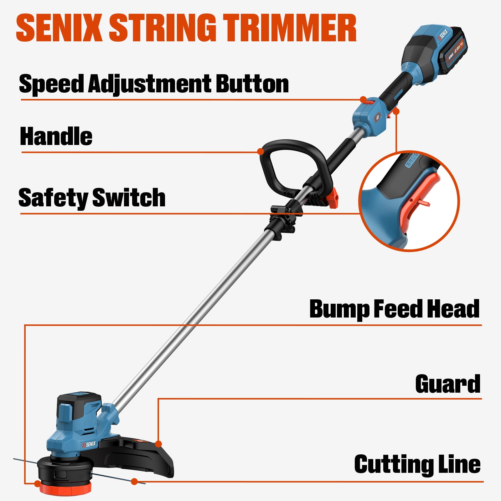 Senix 3-in-1 Outdoor Power Equipment Combo (Blue, 3-Piece Set) 6k05k