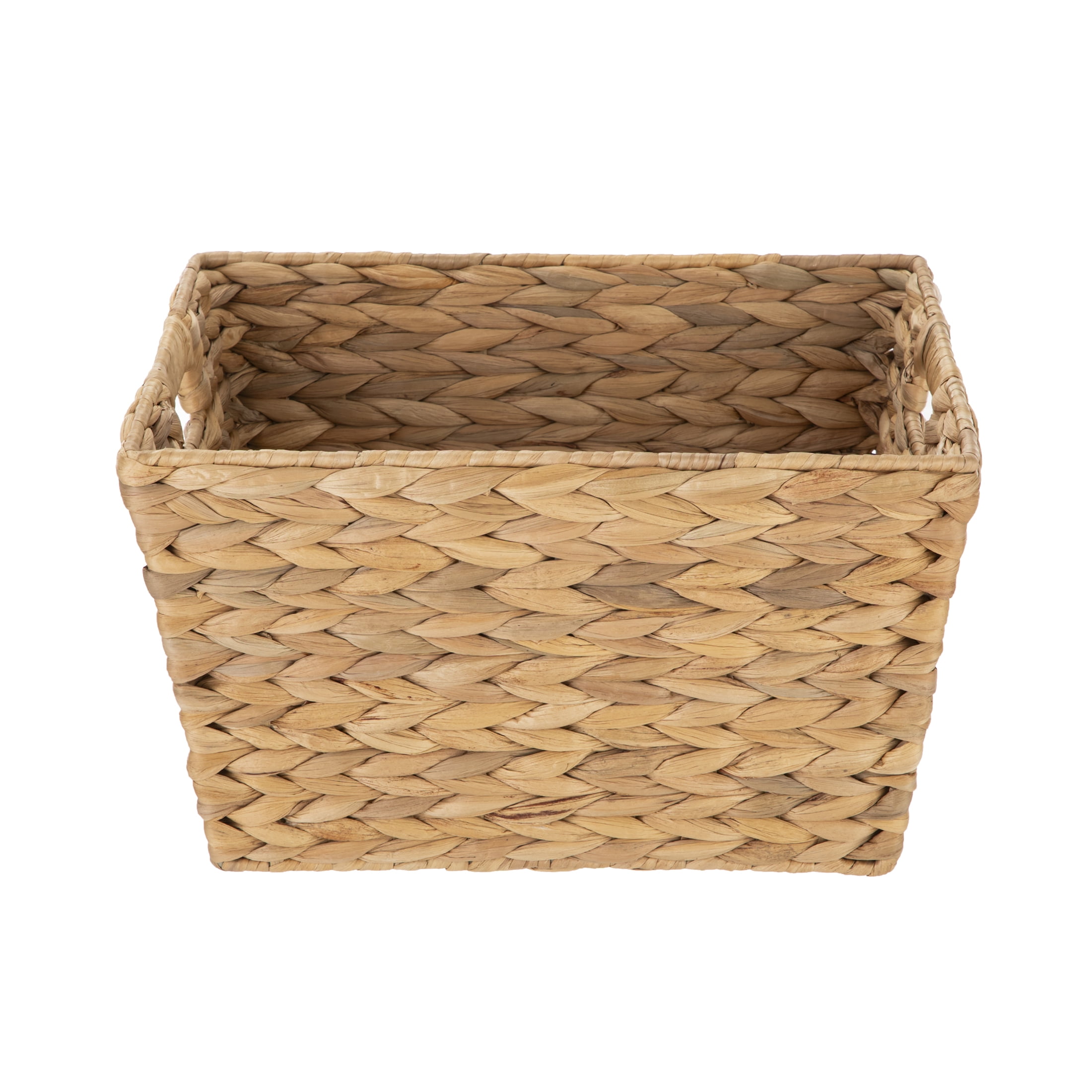 Better Homes & Gardens Large Water Hyacinth Decorative Storage Basket with Handles (White, 6 Pack, 14.25 in x 11.25 in x 8.5 in) rv2cy