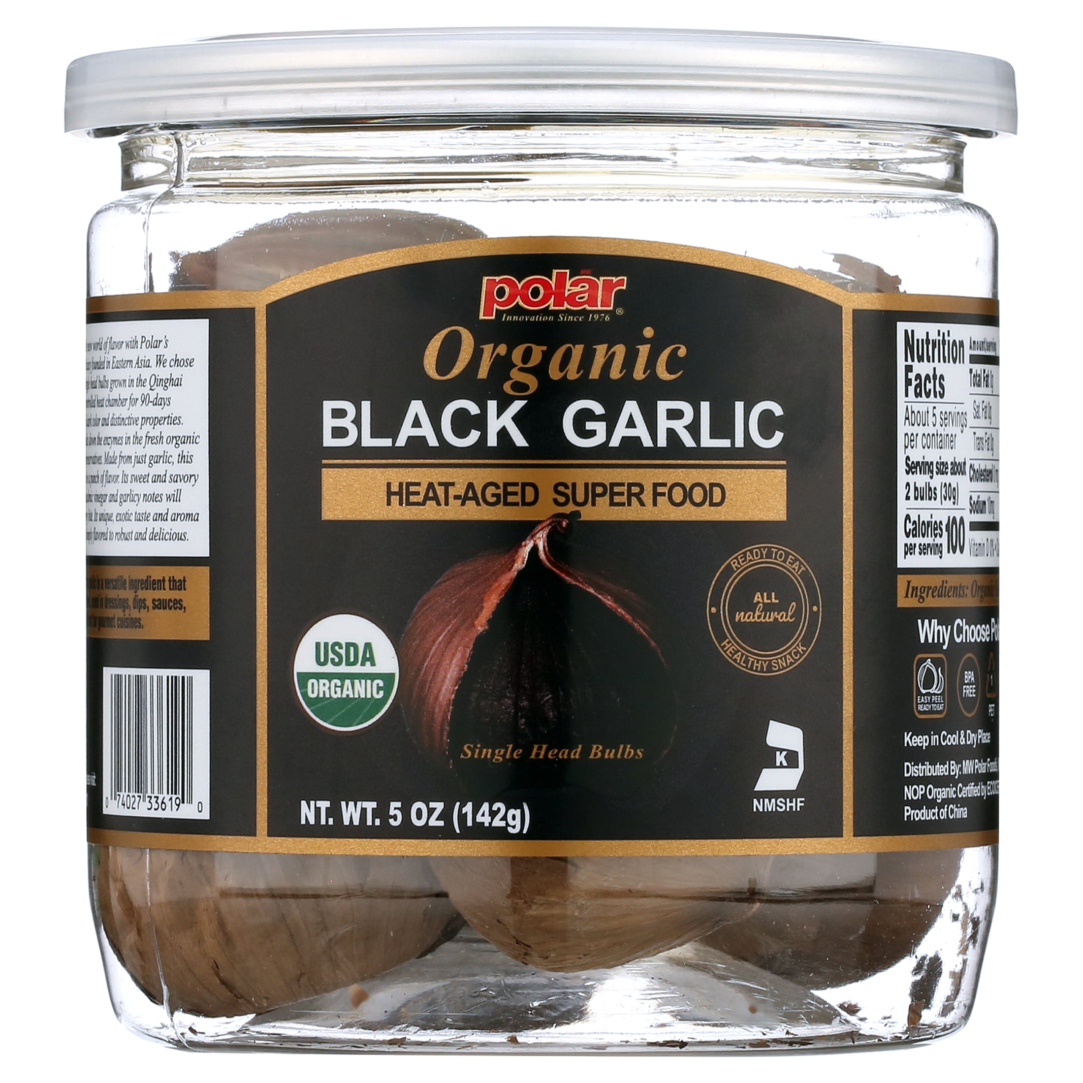 MW Polar Organic Black Garlic Naturally Cured Whole Bulbs (Black, 5 oz) pygyn