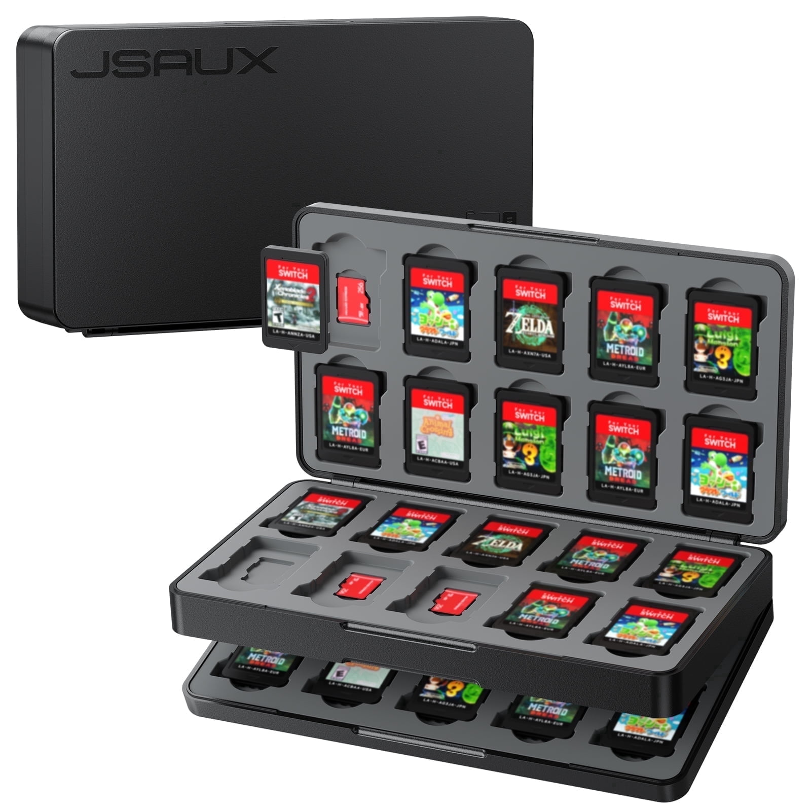 JSAUX Game Card Case for Nintendo Switch 2, Switch OLED, and Lite (40-Slot, Black, 6.18 x 3.54 x 1.06 in) hs13j