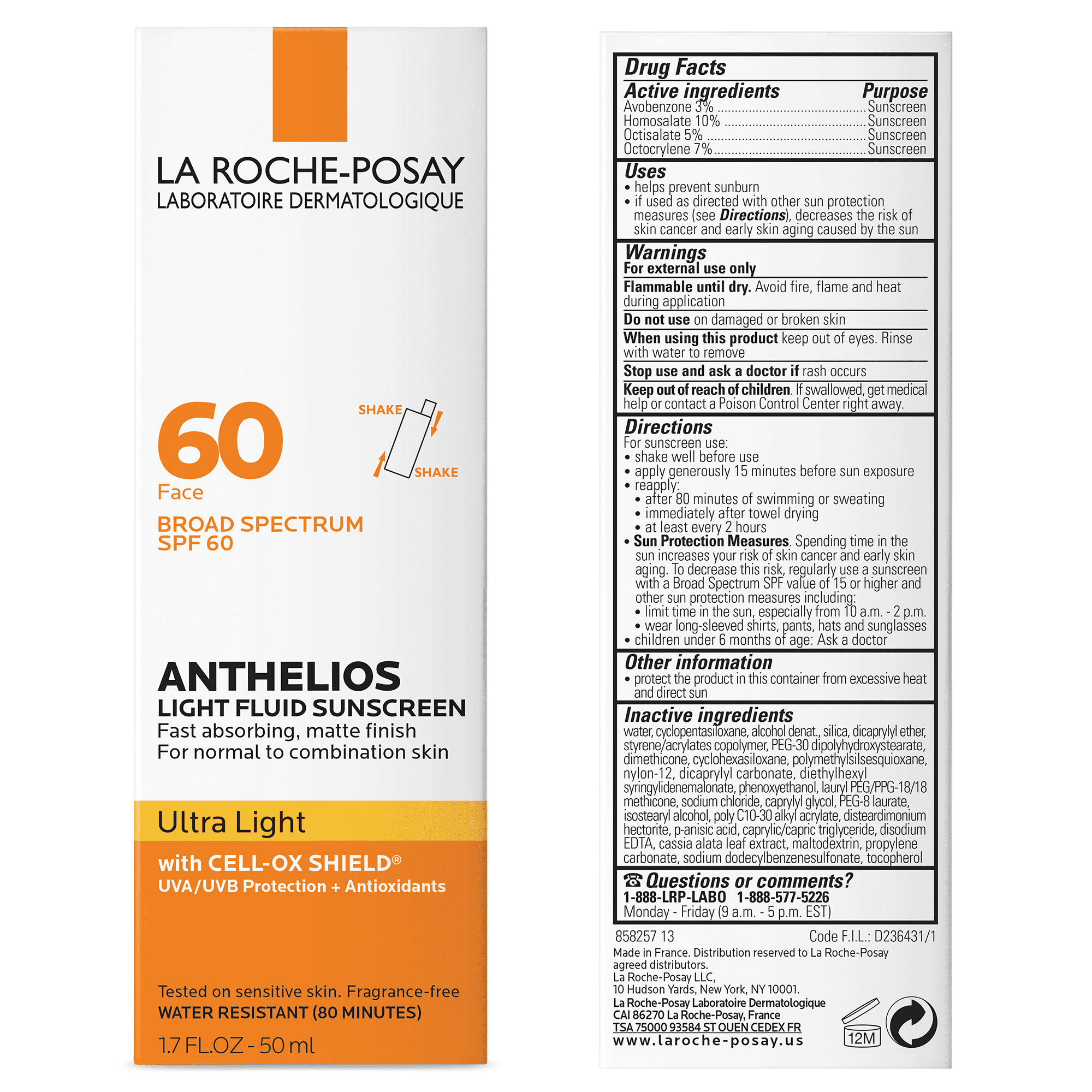 La Roche-Posay Anthelios Ultra Light Facial Sunscreen SPF 60, Broad Spectrum Protection (1.7 fl oz) 7rp69