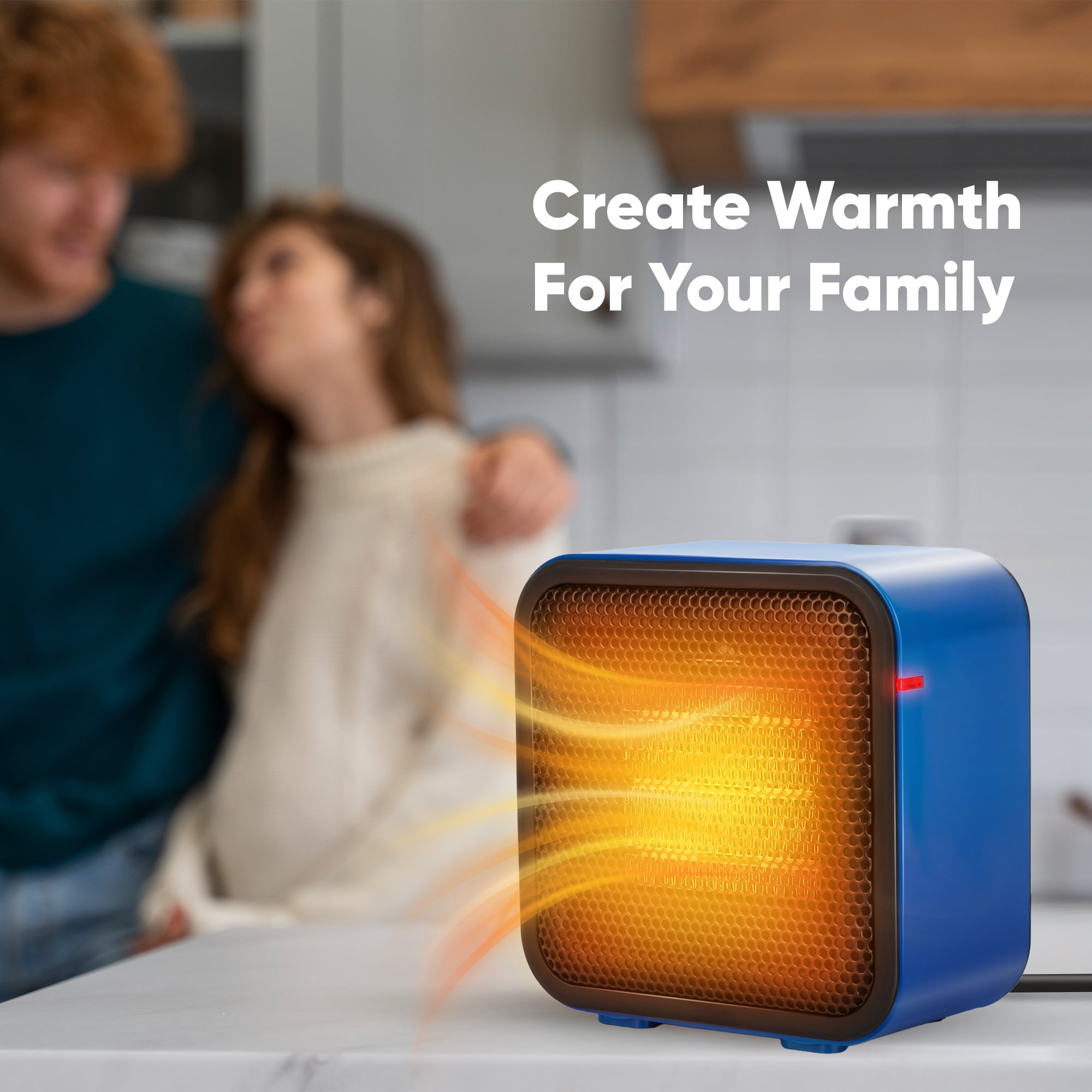 PortableOut 800W Ceramic Space Heater, Portable Mini Electric Desk Warmer with Overheat Protection (Blue, 5.8 in x 3.4 in x 6 in) je6hp