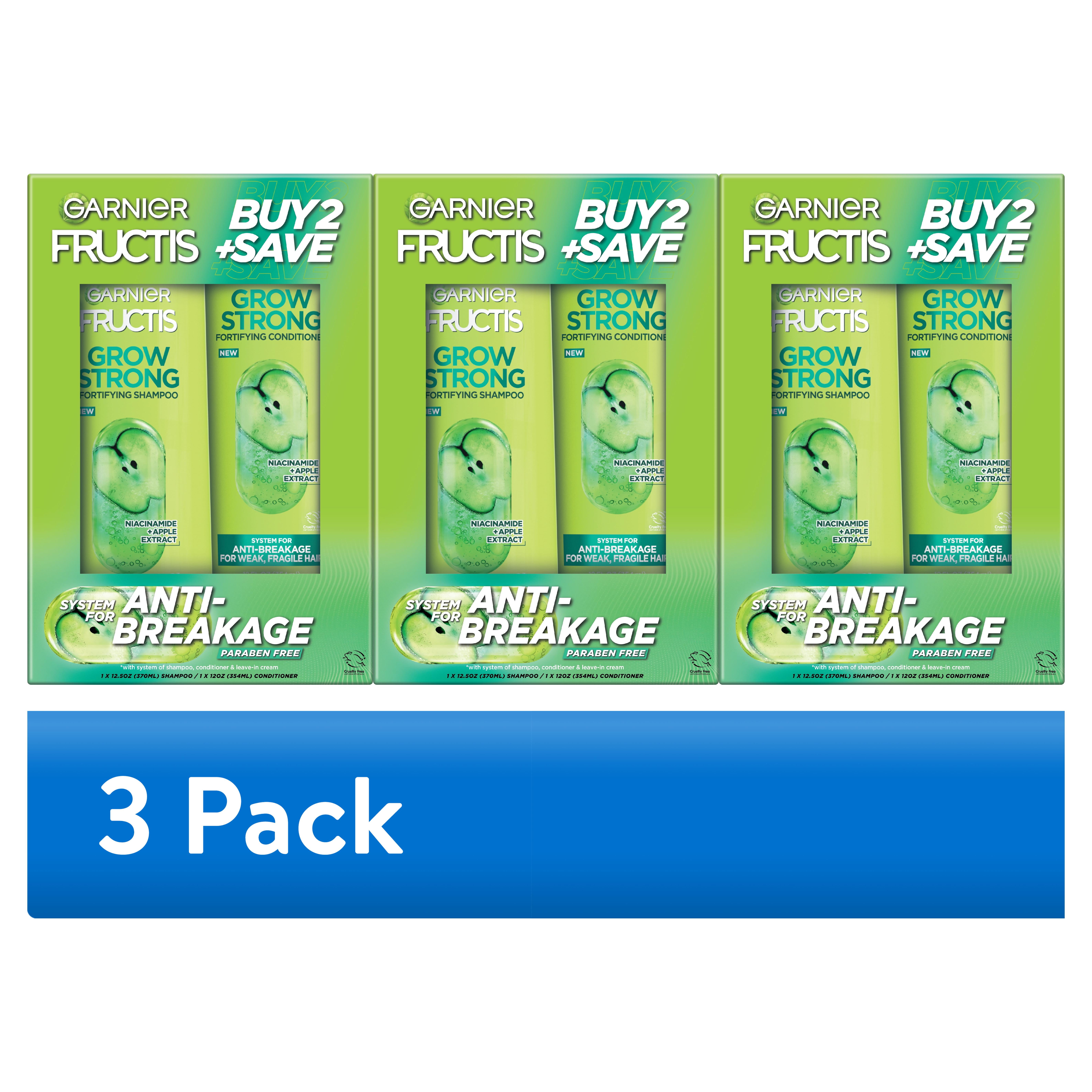 Garnier Fructis Grow Strong Shampoo and Conditioner Strengthening System (3 Pack, 37.2 fl oz) 3agbr