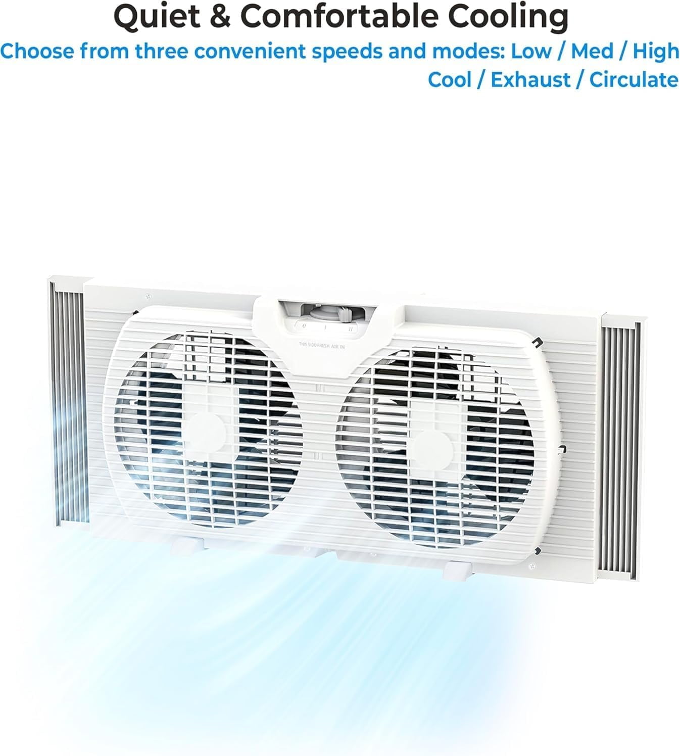 EZ-Chill 9 in Twin Window Fan with Reversible Airflow and Auto-Locking Expanders (White, 22.5 to 34 in) dszad