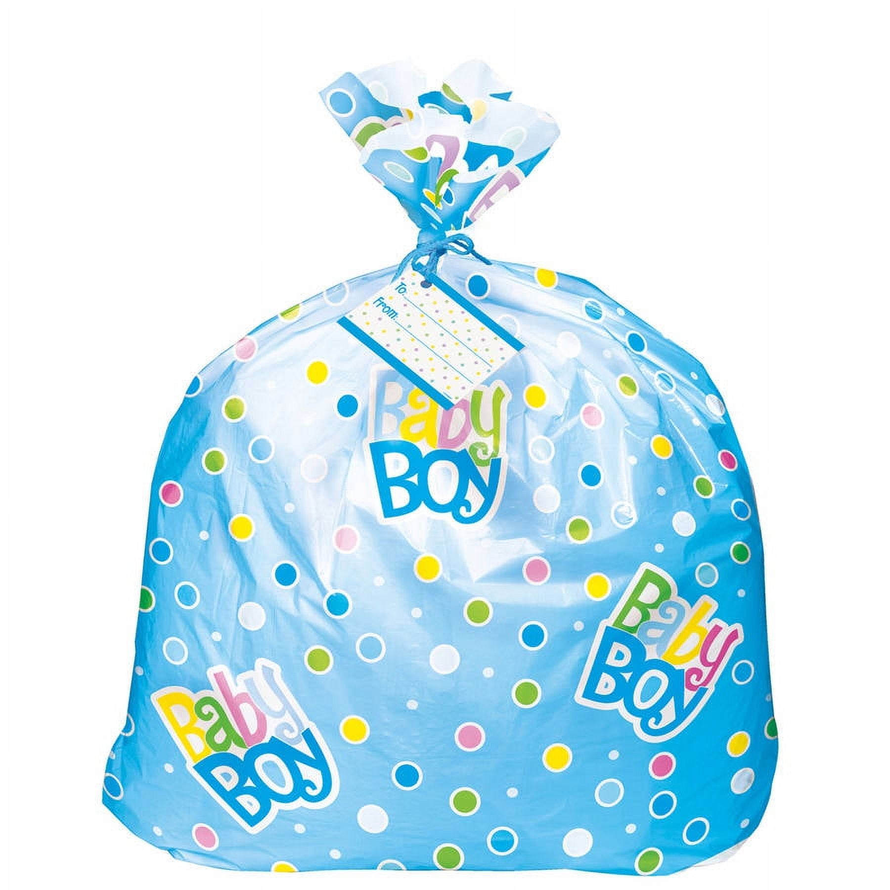 Unique Jumbo Plastic Gift Bag for Baby Shower (Blue Polka Dot, 44 in x 36 in x 23 in) em6ys