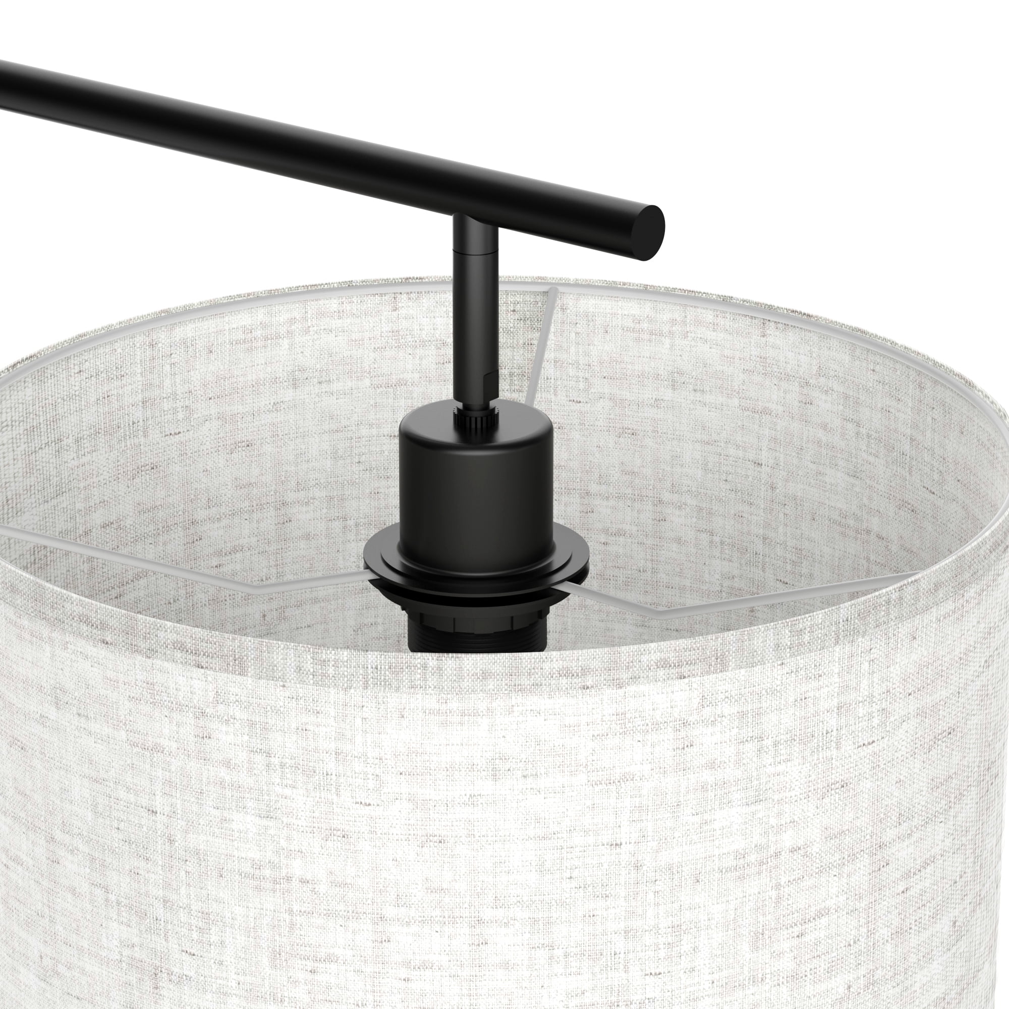 Jurulu Modern Arc Floor Lamp with Remote Control, Adjustable Linen Shade, Dimmable LED Standing Light (White, 61 in) cs74o