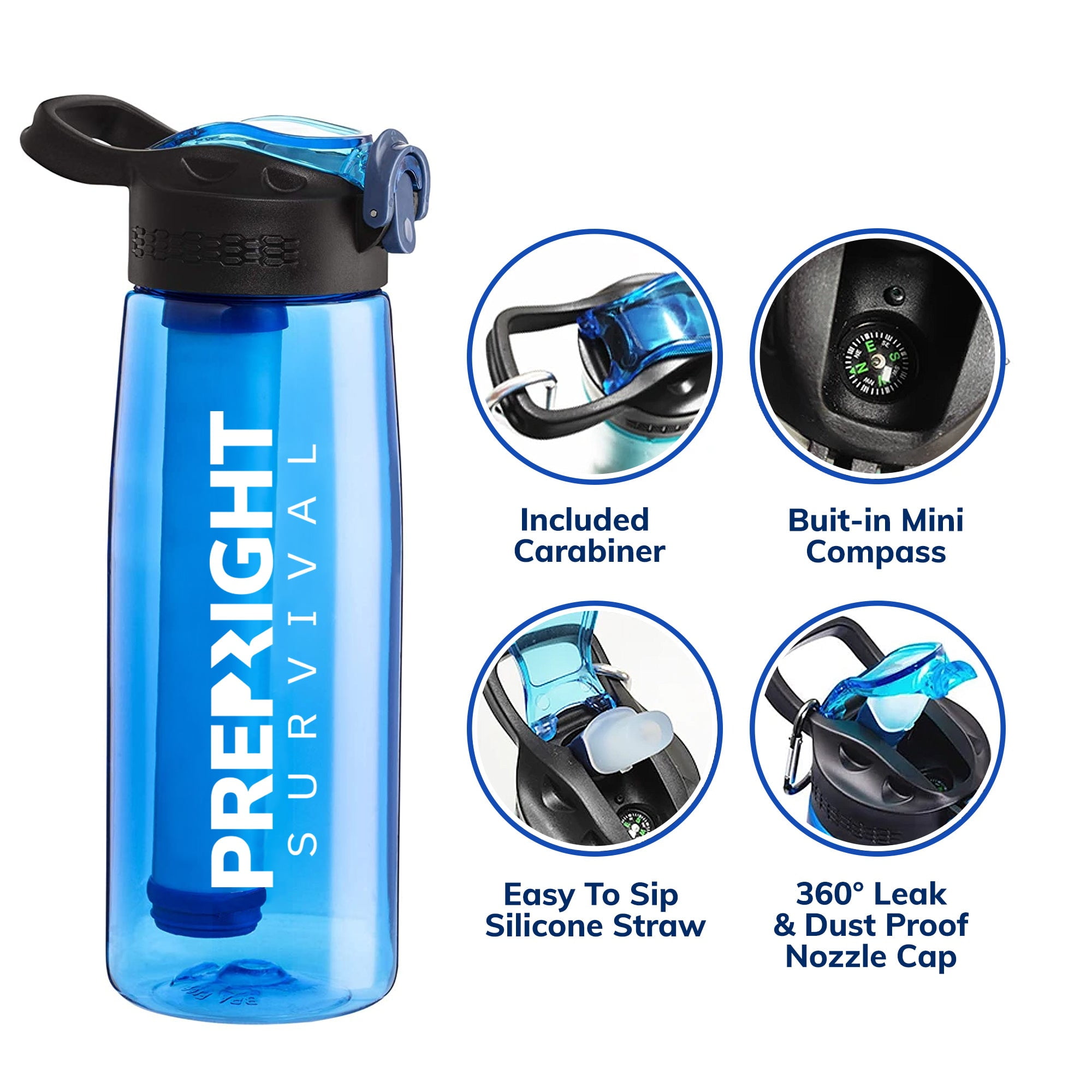 Prep-Right Survival 4-Stage Water Filtration System (Black, 22 oz) jkyyj