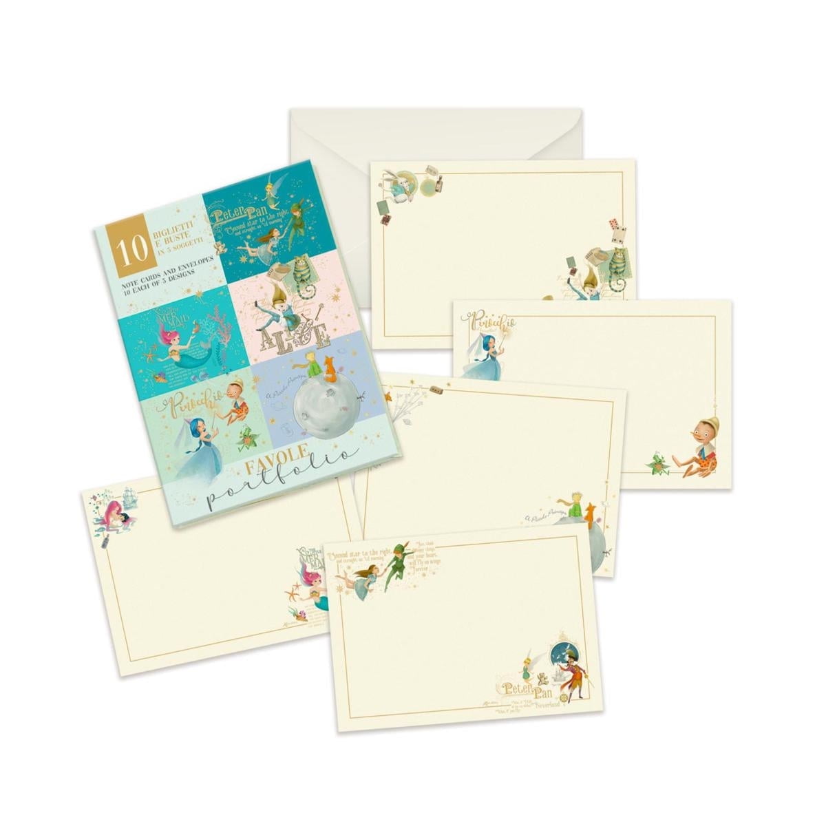 Kartos Favole Fairy Tales Stationery Portfolio Set (10 Cards and Envelopes, 5.31 in x 3.35 in) e88gi