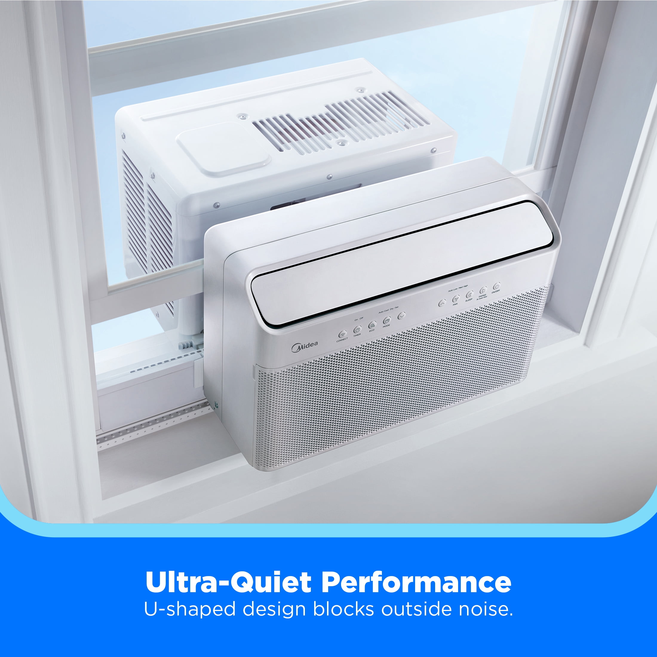 Midea 8,000 BTU Smart Inverter U-Shaped Window Air Conditioner (White, 350 sq ft) t7jnw