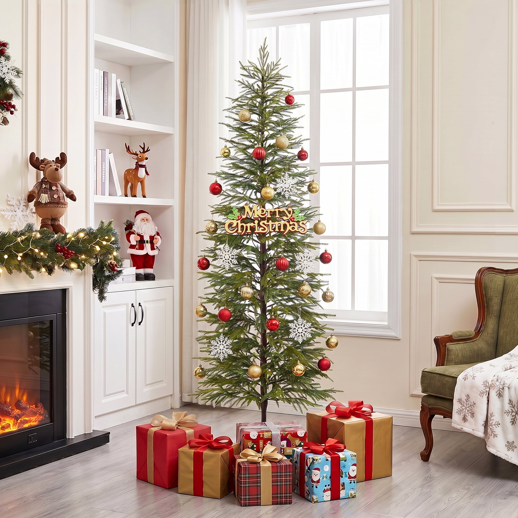 DR.Planzen Artificial Christmas Tree, Realistic Cypress Holiday Decor (Green, 6 ft) 3e5t9