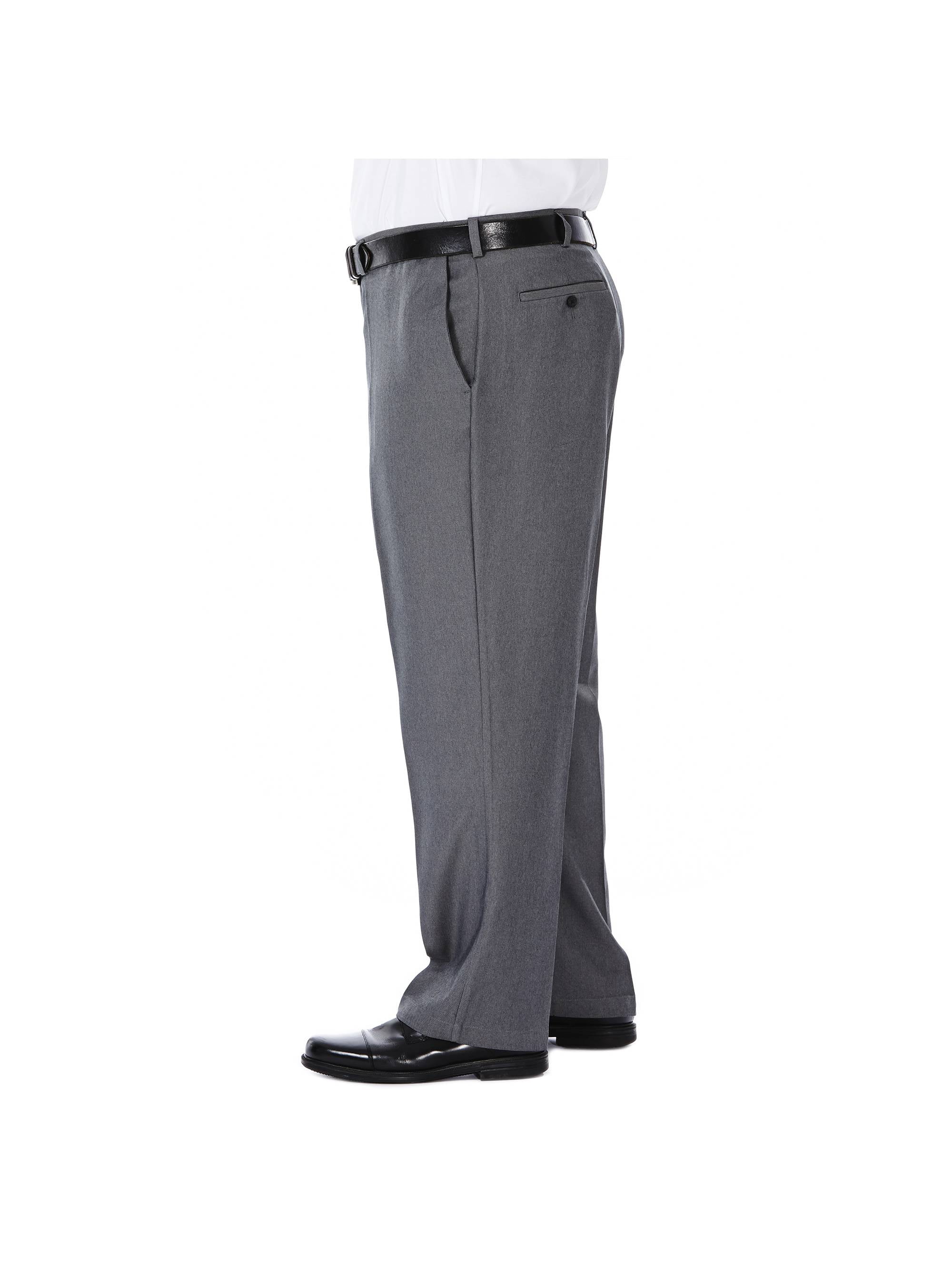 Haggar Men's Cool 18 Classic Fit Heather Solid Pant (Big & Tall, Charcoal) h1trm