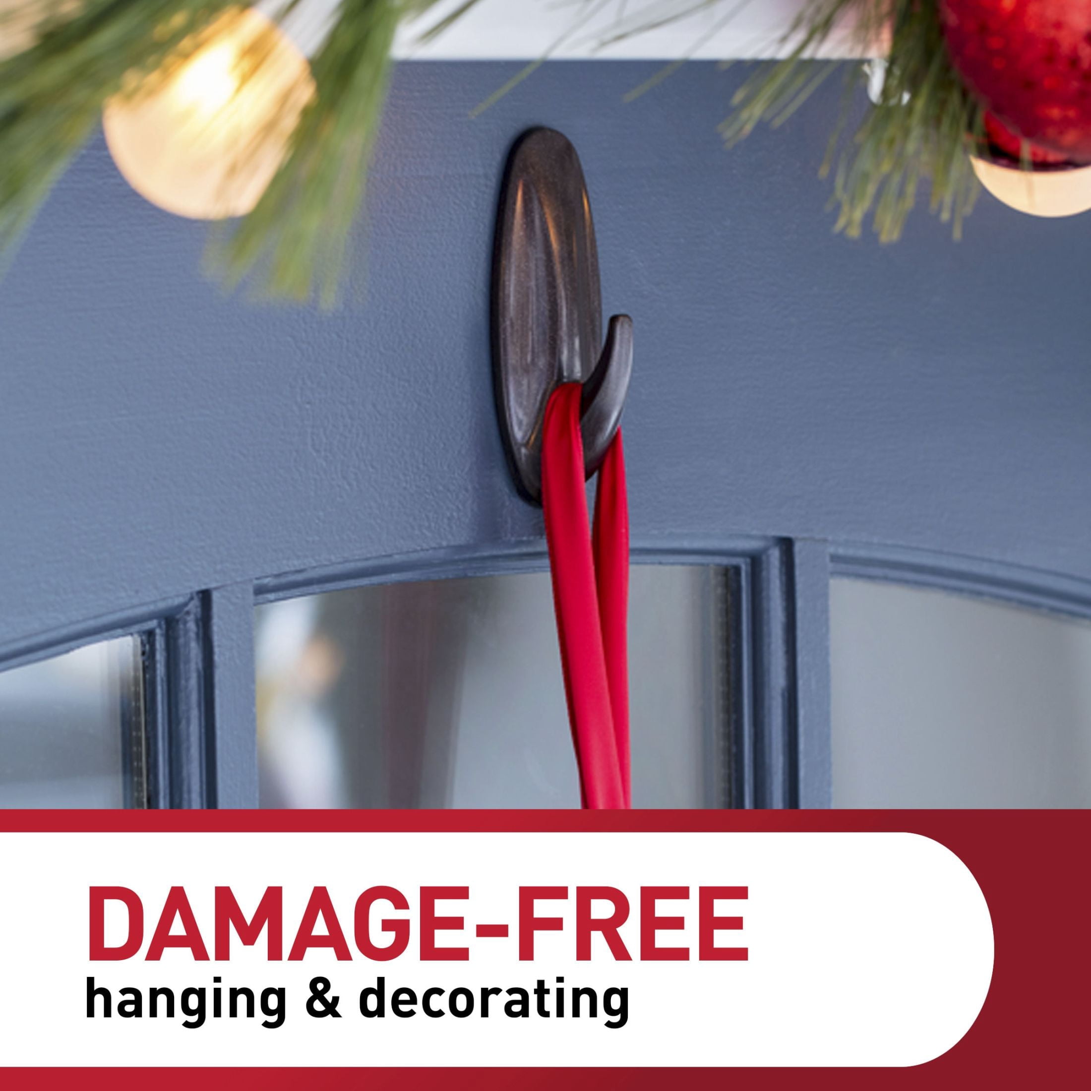 Command Holiday Decorating Kit, Damage-Free Adhesive Hooks and Clips for Indoor and Outdoor Use (Silver, 5 lb) f4acb