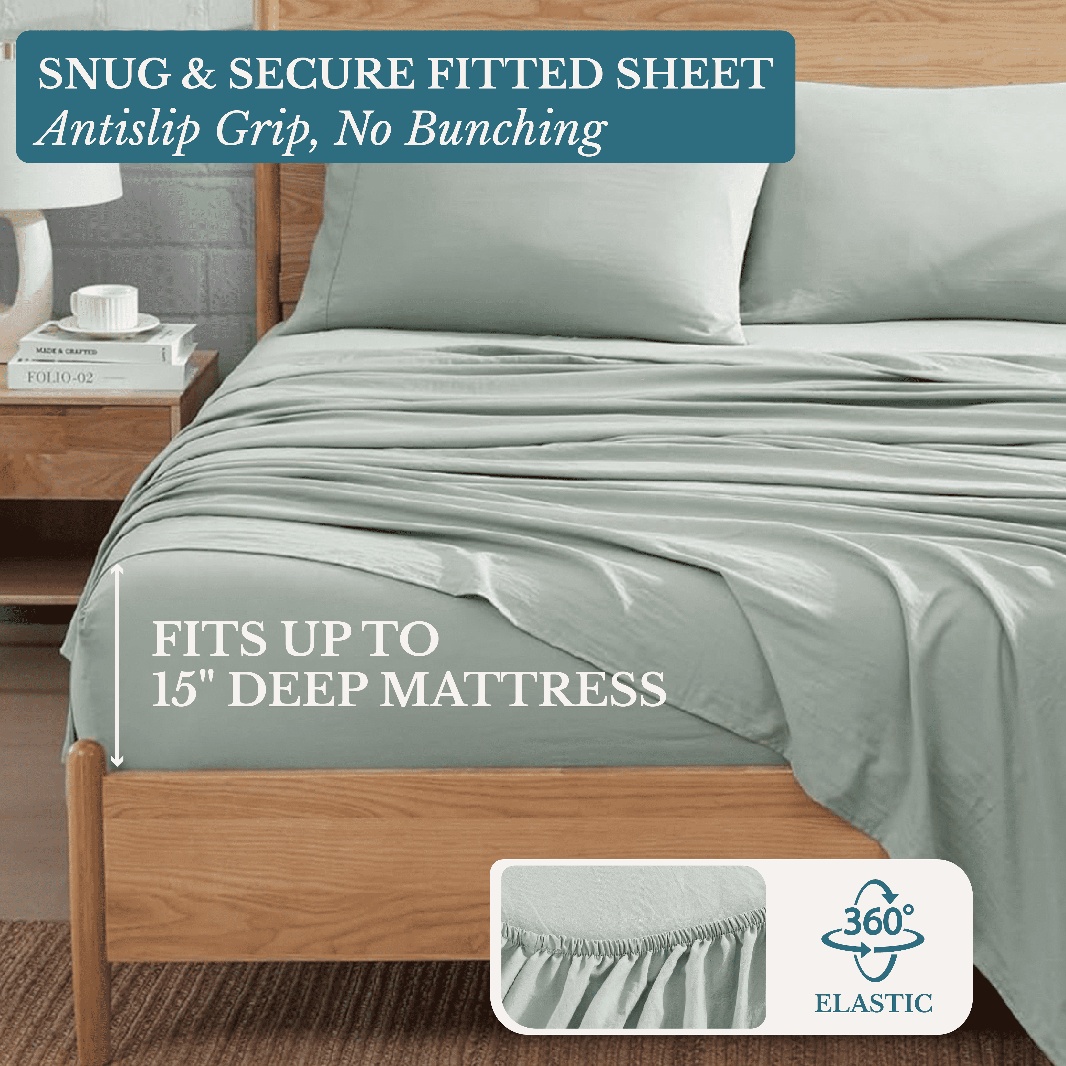 Casa Platino Full Size Bed Sheets Set, Ultra-Soft Microfiber 4-Piece Bedding Collection (Mineral, Full) lhahv
