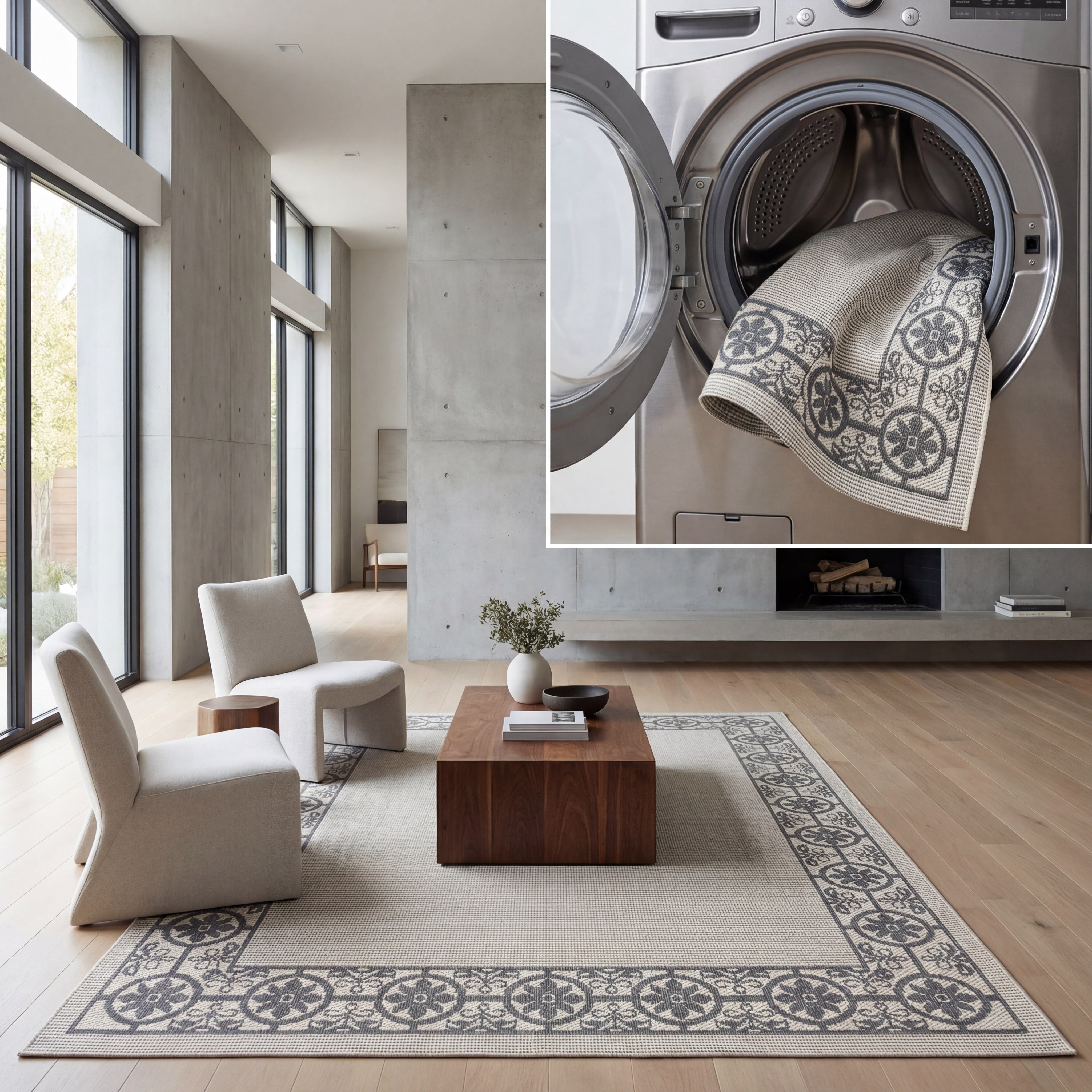 Safavieh Bermuda Patton Floral Indoor/Outdoor Area Rug (Ivory/Charcoal, 4 ft x 6 ft) eccc6