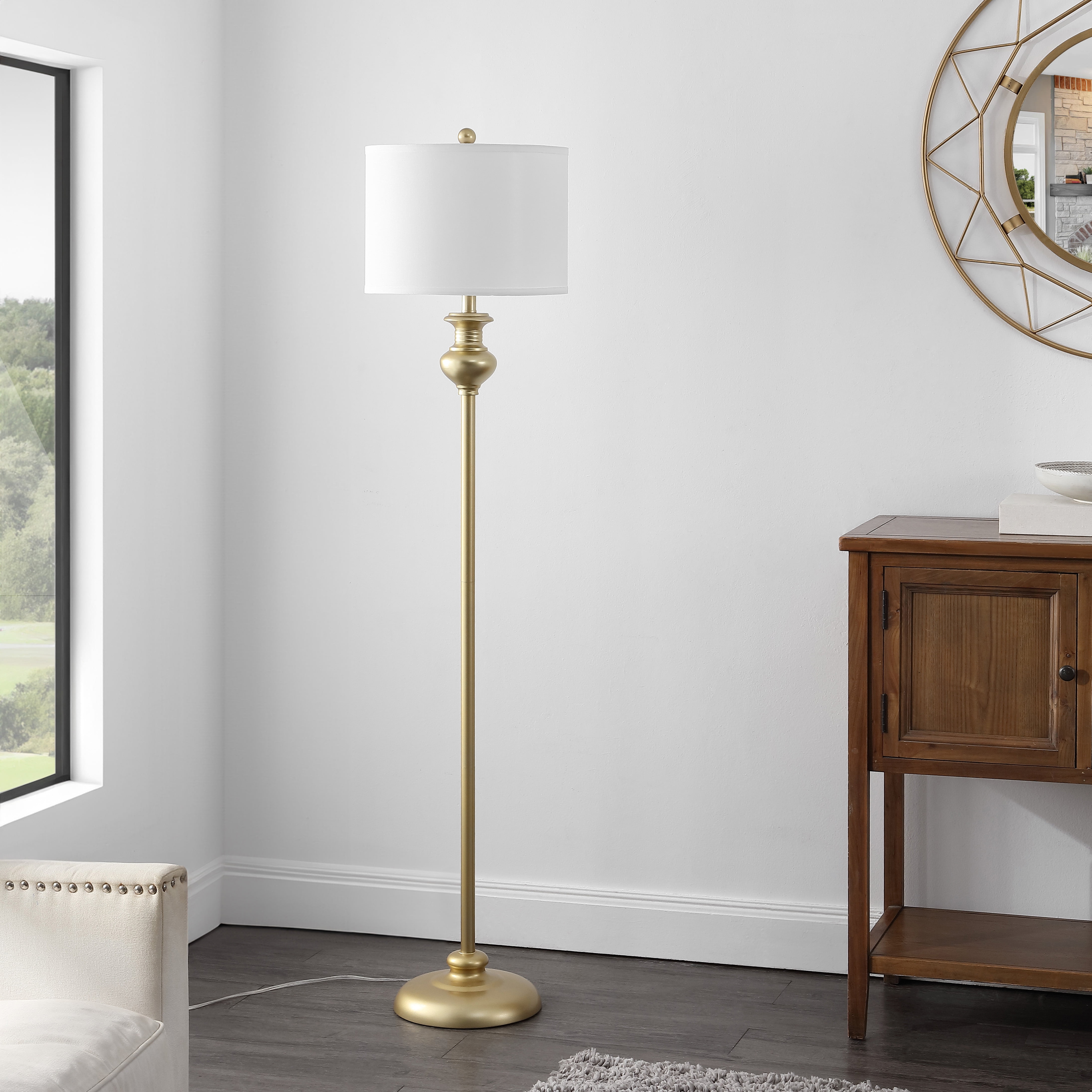 Safavieh Erlan Glam Iron Floor Lamp, Contemporary Metal Standing Light (Gold, 61 in) qk3sj