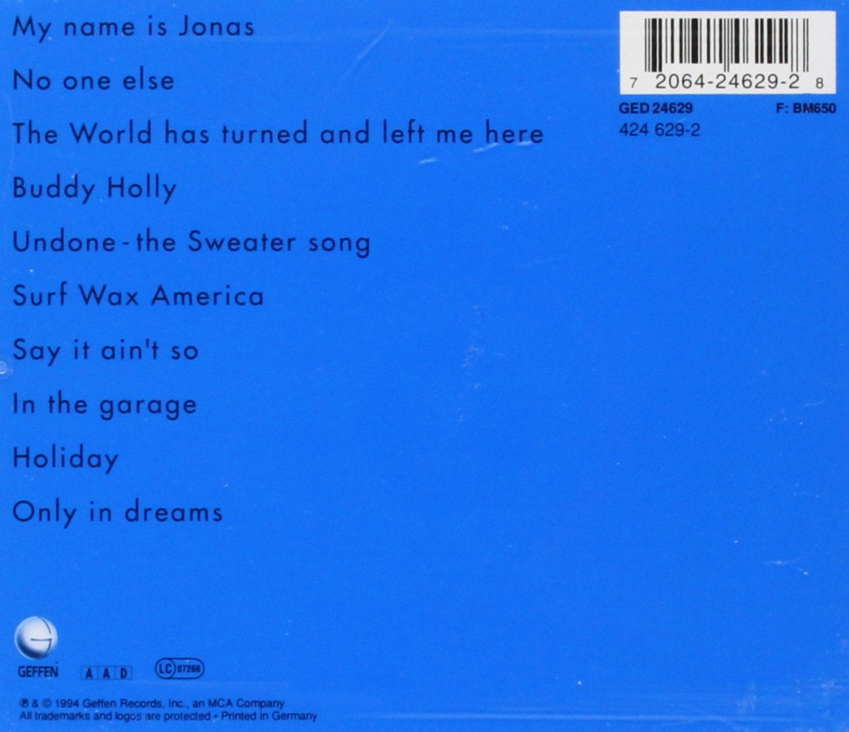 Geffen Records Weezer The Blue Album Audio CD (Standard Edition) wk3sa