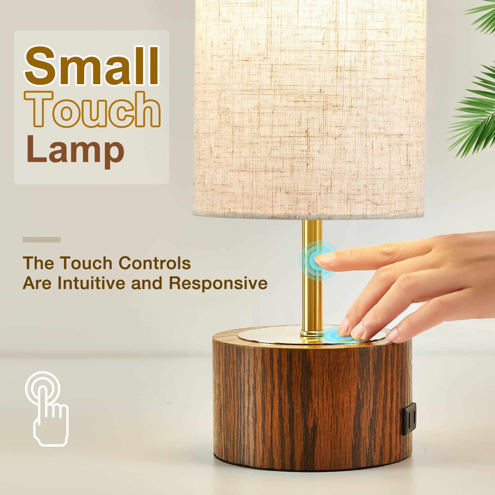 NATYSWAN Modern Touch Control Table Lamps with USB Charging Ports (Oatmeal, Set of 2, 14 in) b439w