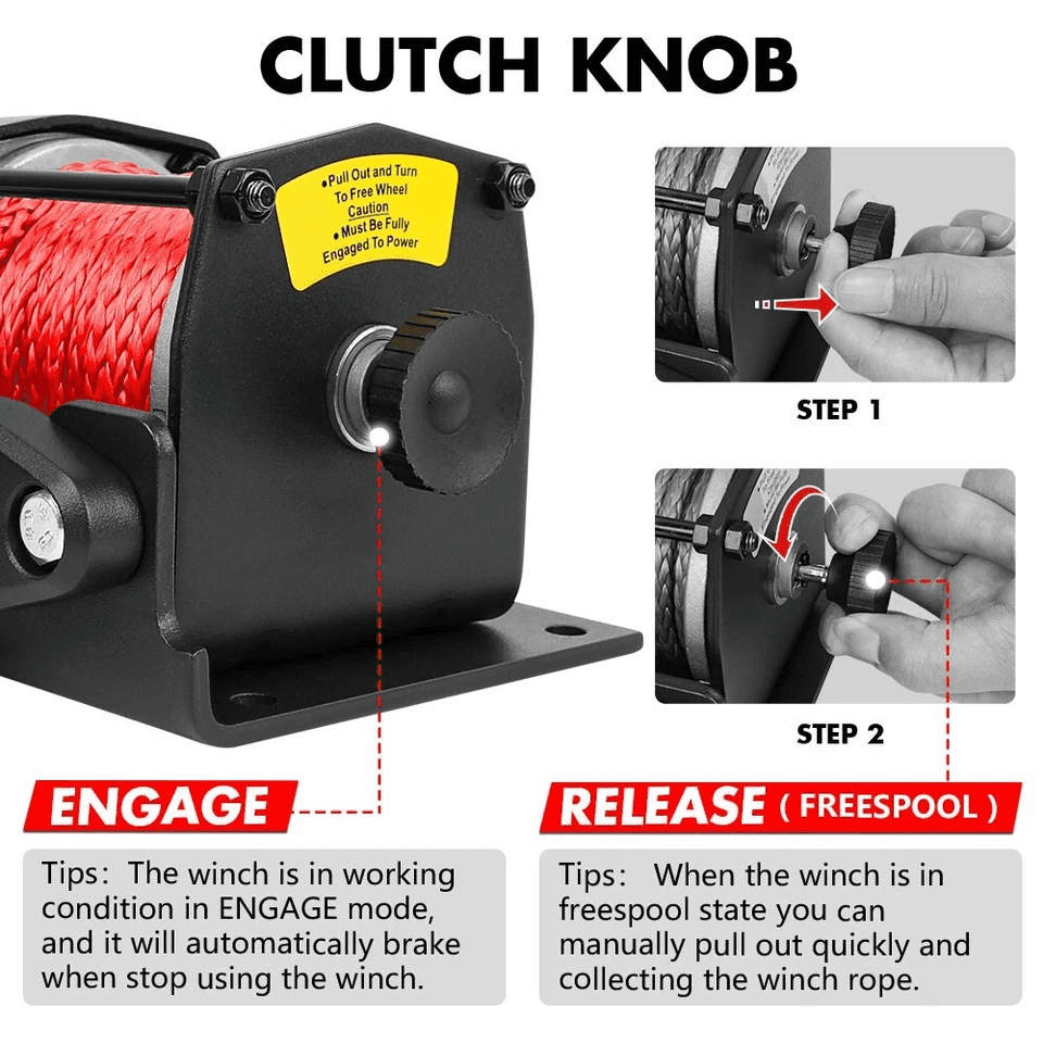 X-BULL Electric Winch 12V 3000 lb Synthetic Rope for ATV UTV Off-Road Recovery (3000 lb) fduv0