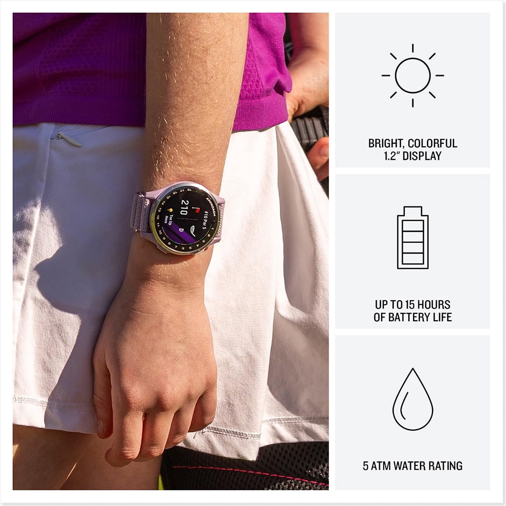 Garmin Approach J1 Golf Watch with Lilac ComfortFit Band (Silver, One Size) xp3se