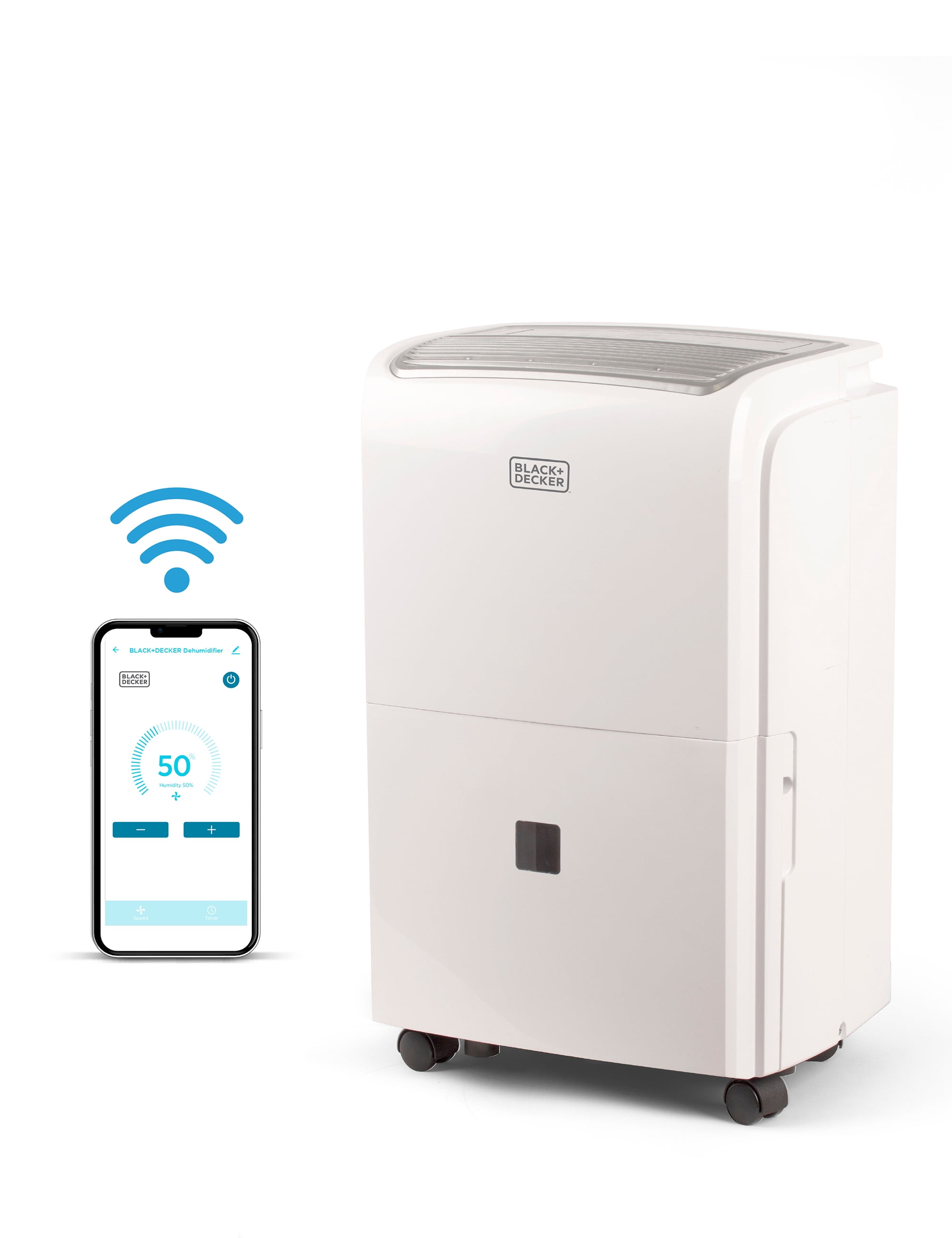 BLACK+DECKER 50 Pint Whole House Dehumidifier with Built-in Pump for 4500 Sq Ft Spaces (White) e4j3j