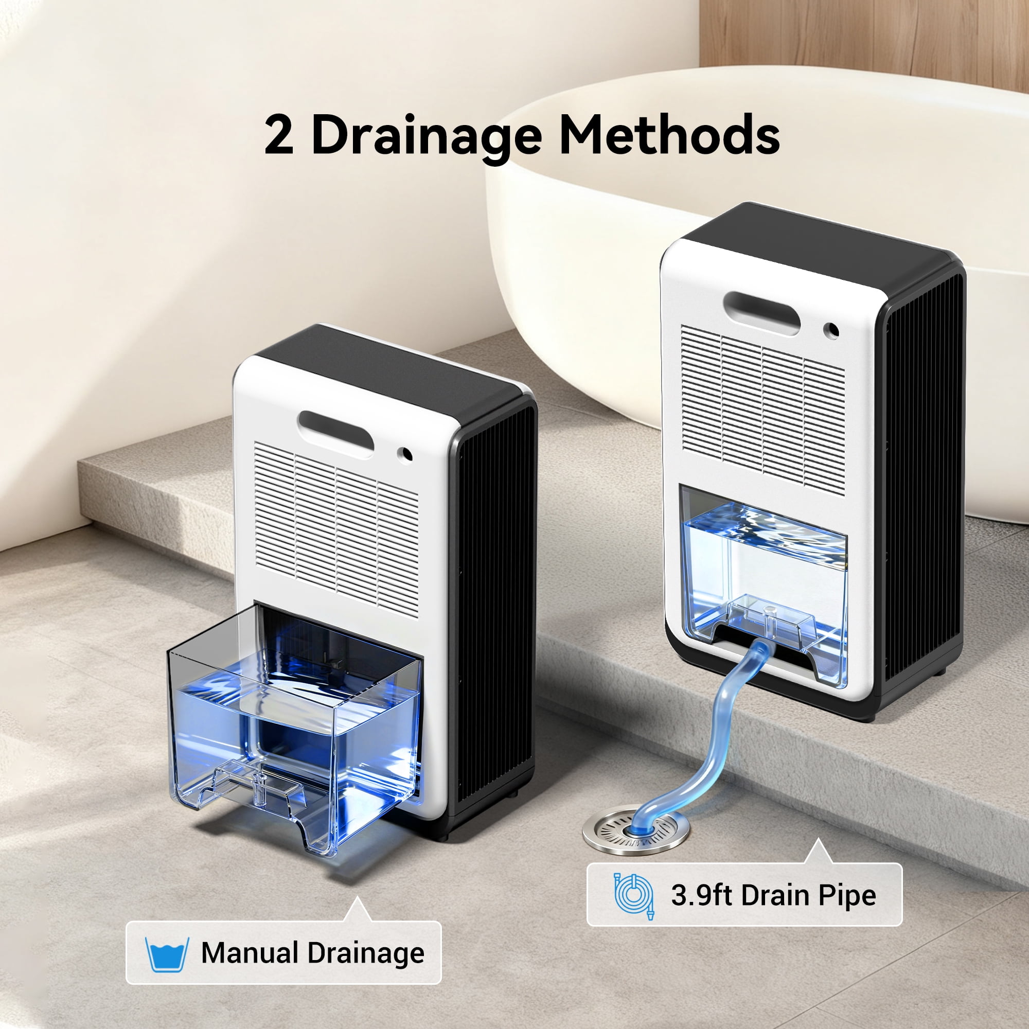 HUMSURE Dehumidifier for Home with Auto Shut Off and 7-Color LED Light (White, 120 oz) 5661w