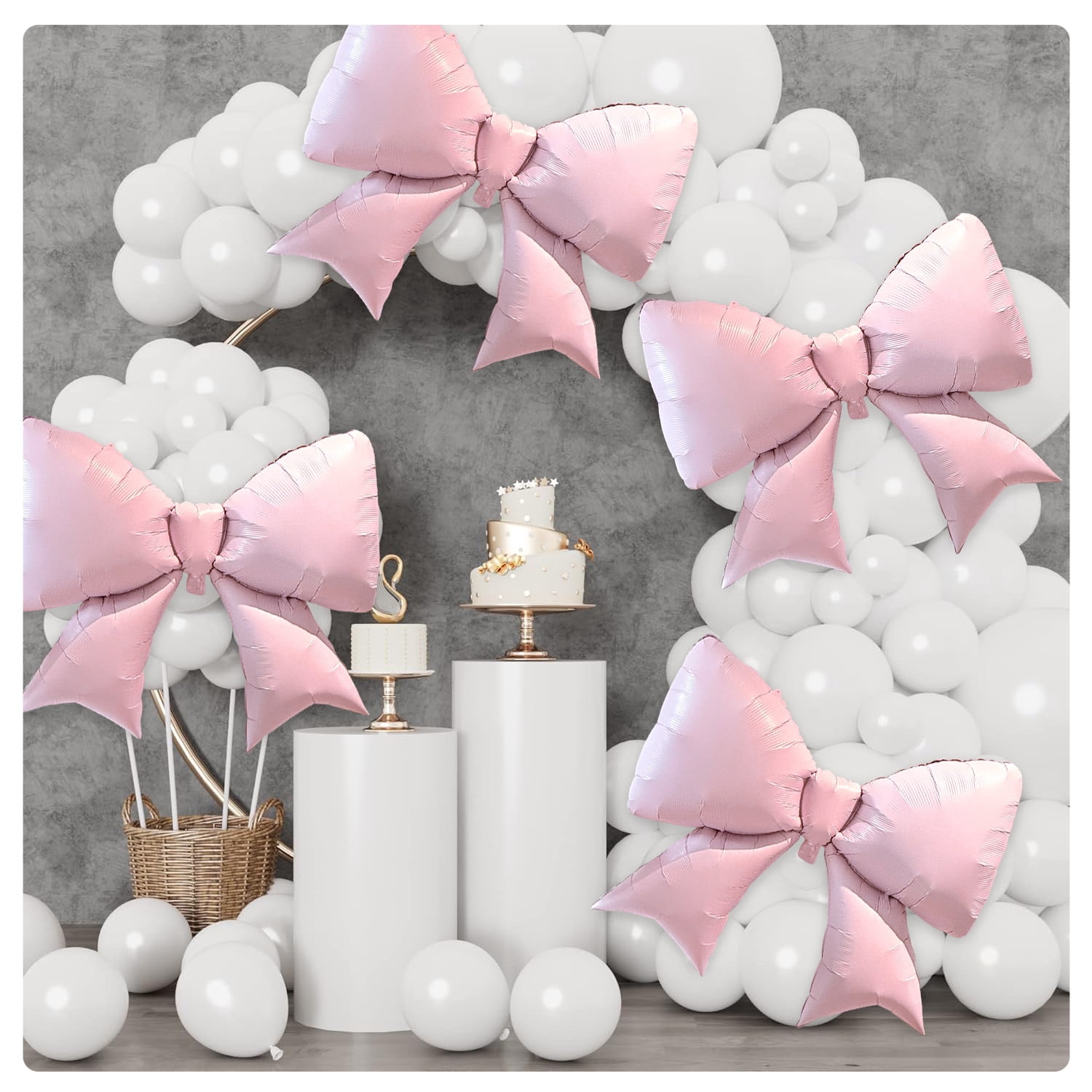 Style-Carry Giant Bow Balloons Party Decorations (Pink, 5 Pack, 29 in) 3fn0g