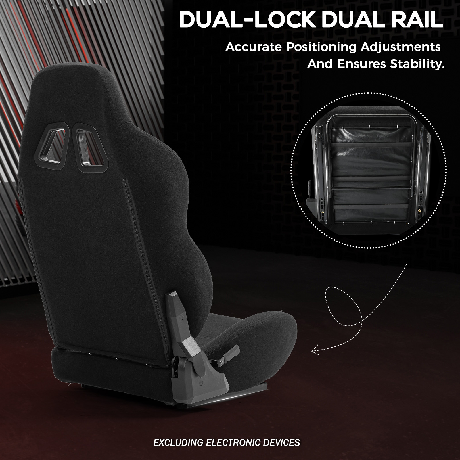Supllueer Racing Simulator Cockpit with Triple Monitor Stand and Adjustable Seat (Black, 50 in x 24 in x 45 in) 5strn