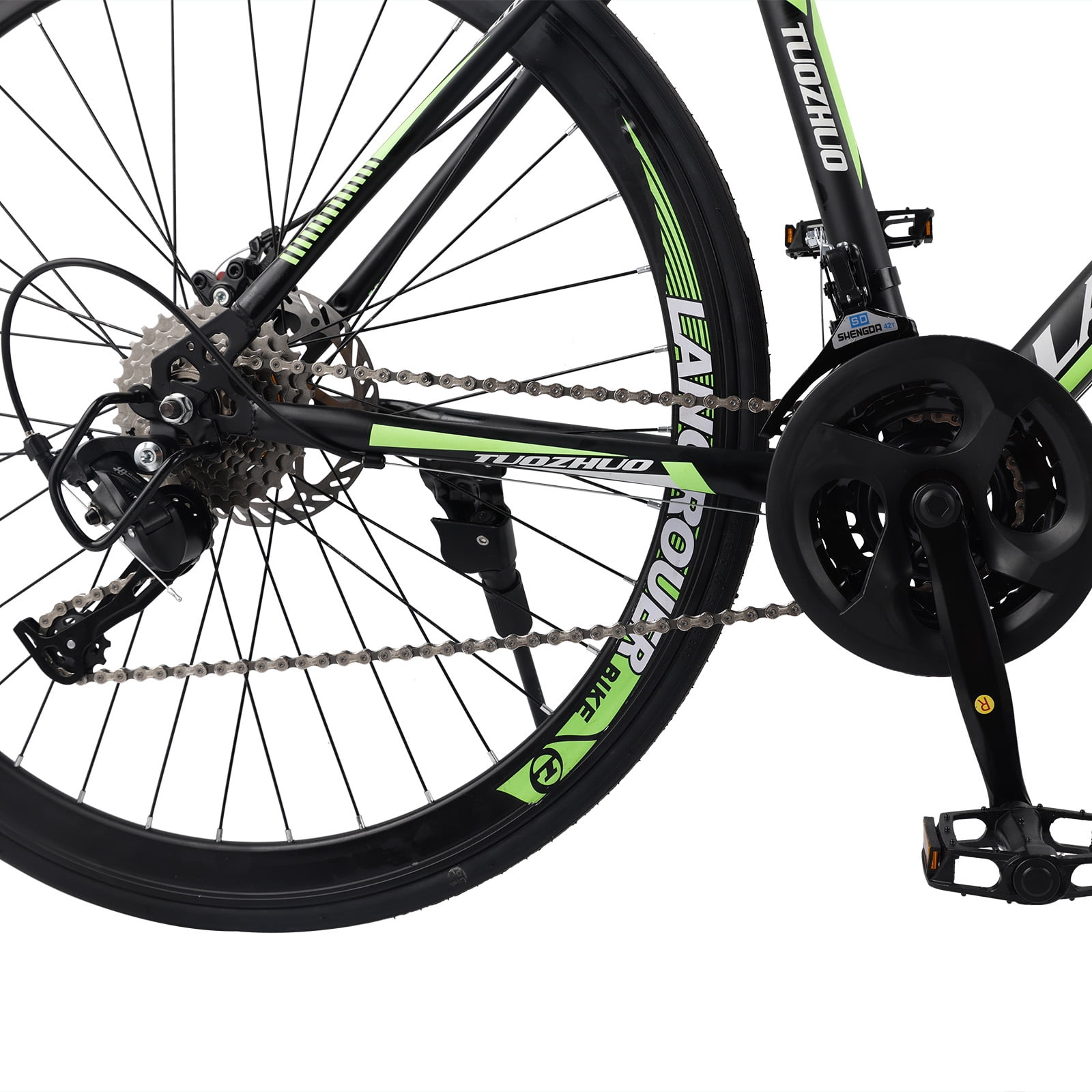 Mad Hornets 27-Speed Road Racing Bicycle, Lightweight Performance Bike (Black and Green, 26 in) h1aoh