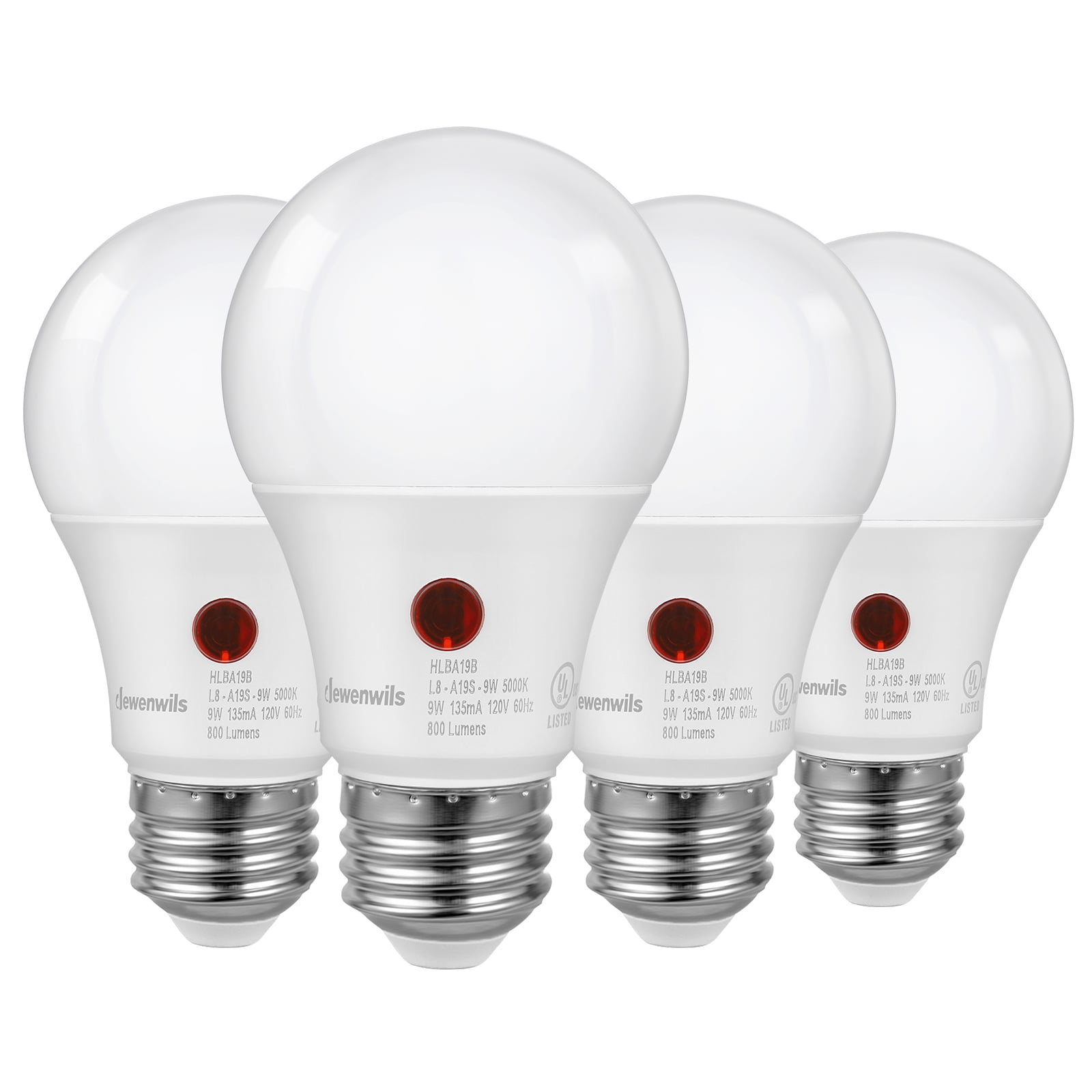 DEWENWILS Dusk to Dawn LED Light Bulbs 5000K Daylight Outdoor Lighting (4-Pack, 9W) lmo28