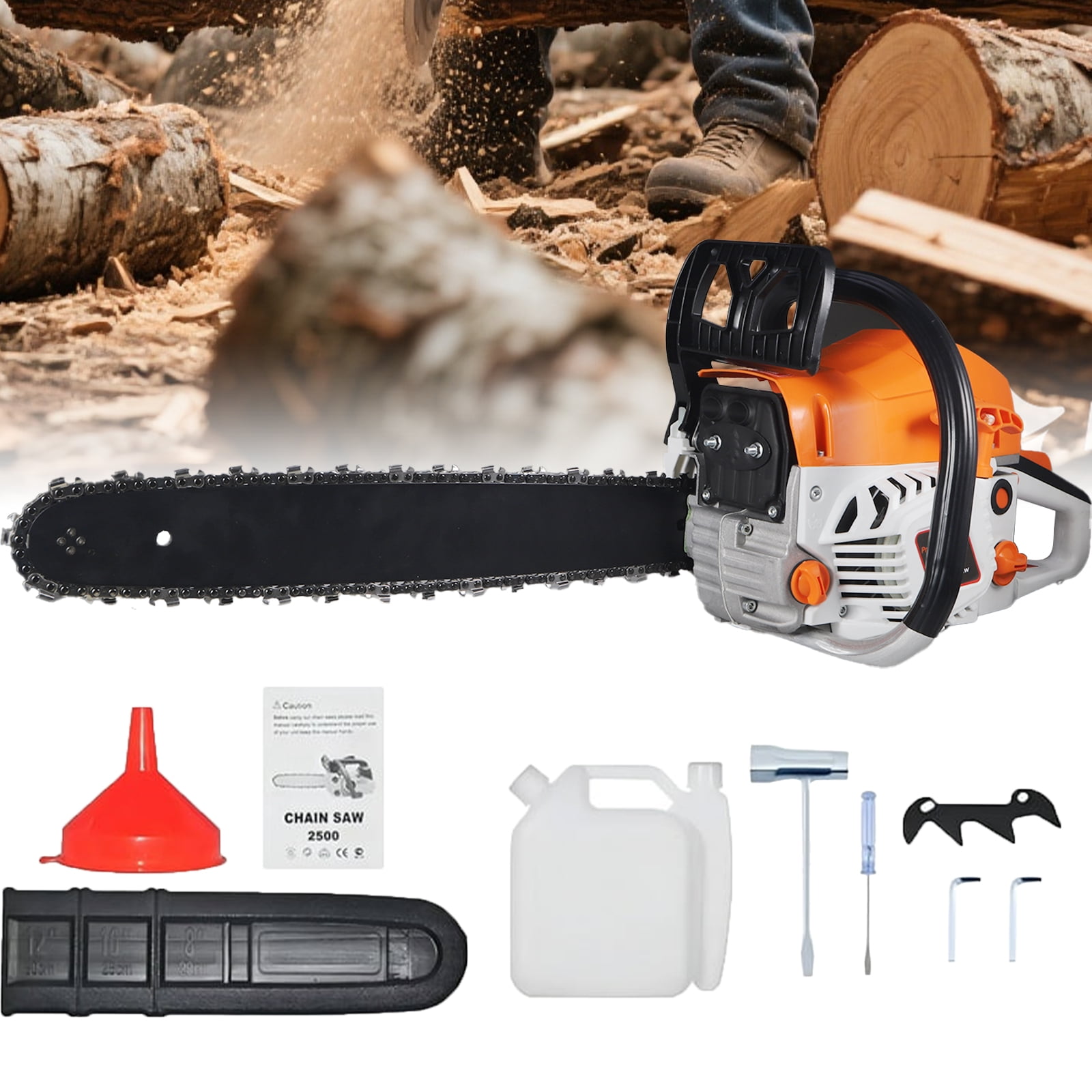 KingFurt 58CC Gas Chainsaw, 18 Inch Power Chainsaw for Tree Cutting and Landscaping (Orange, 18 in) ntz1k
